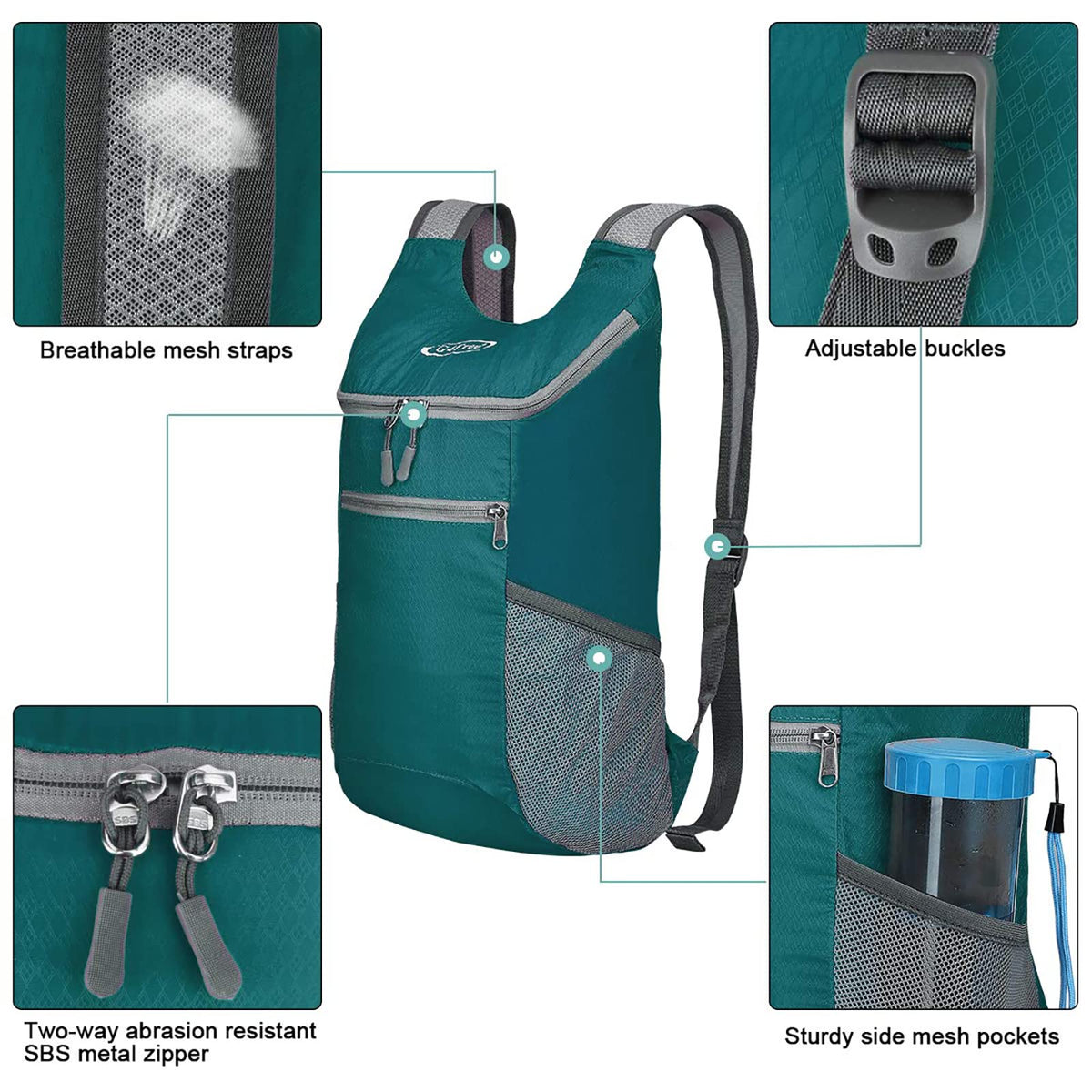 G4Free Activewear - G4Free 11L Lightweight Hiking Backpack for Men And Women -D02V543A-D02V543R-D02V543B-D02V543P-D02V543V