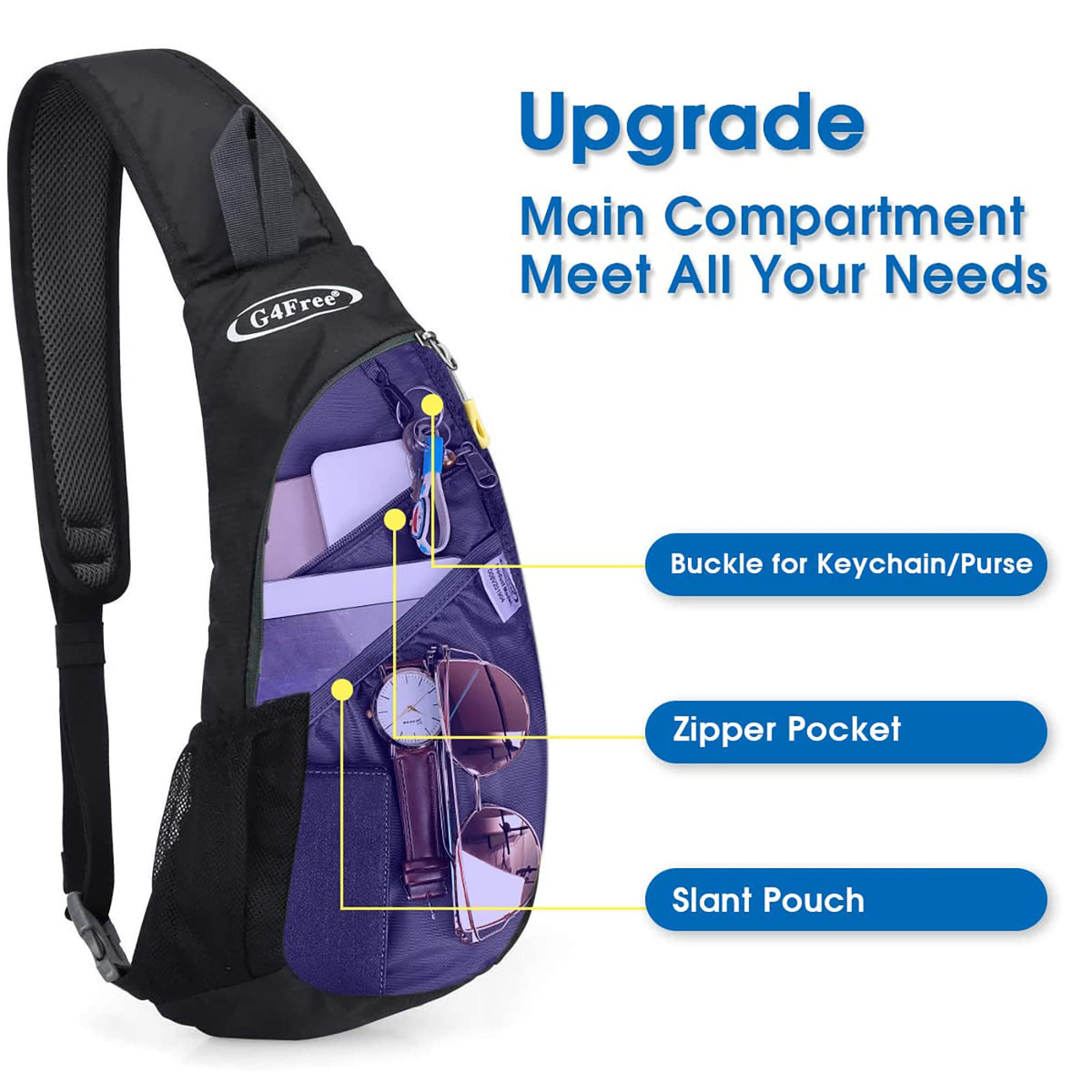 G4Free Activewear - G4Free Small Crossbody Sling Shoulder Bag -D01V068Z3-D01V068I-D01V068K-D01V068E-D01V068B