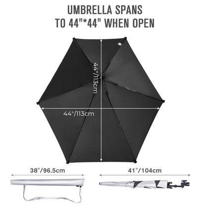 G4Free UPF 50+ Adjustable Beach Umbrella XL with Universal Clamp for Chair, Golf Cart, Stroller, Bleacher, Patio