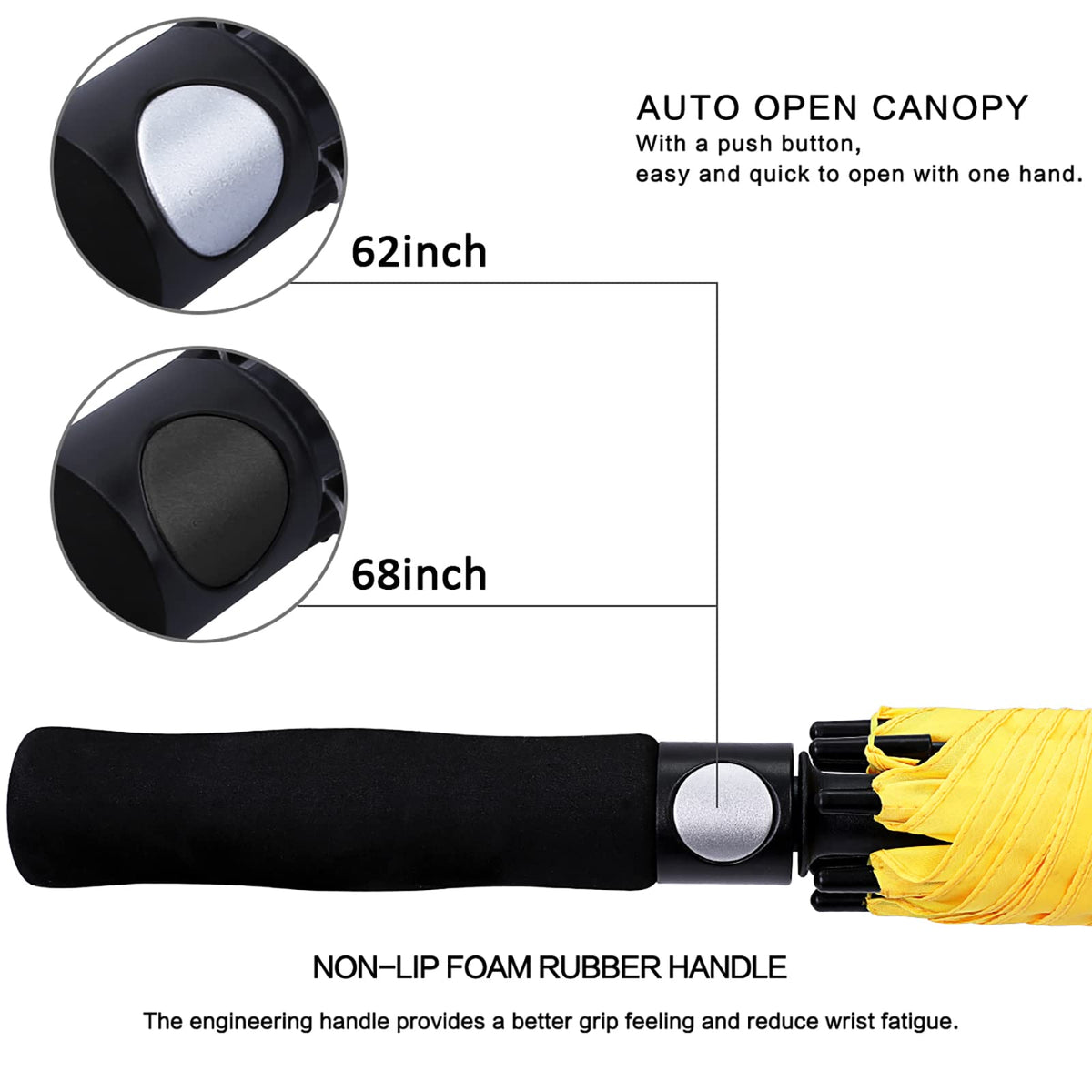 G4Free G4Free Automatic Open Golf Umbrella Double Canopy Vented Stick Umbrellas
