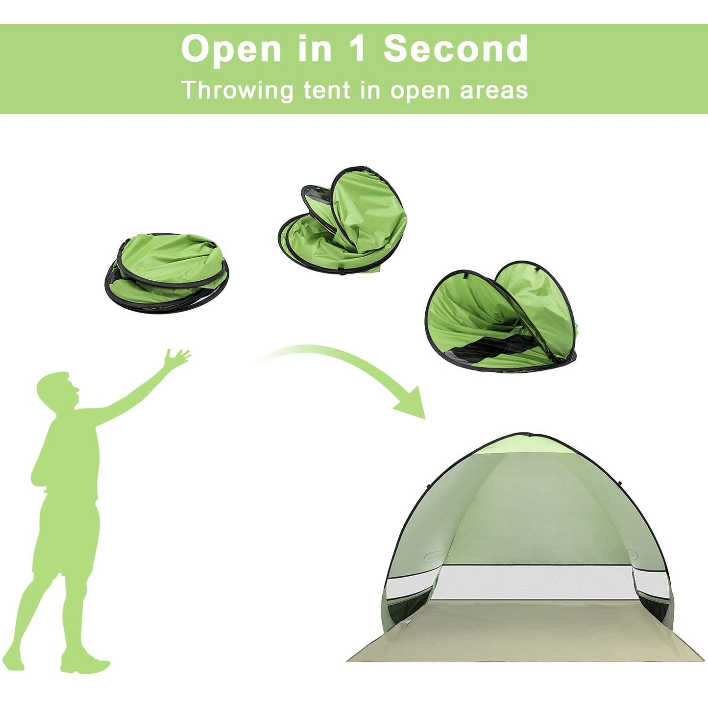 G4Free Large Pop up Beach Tent for 3-4 Person