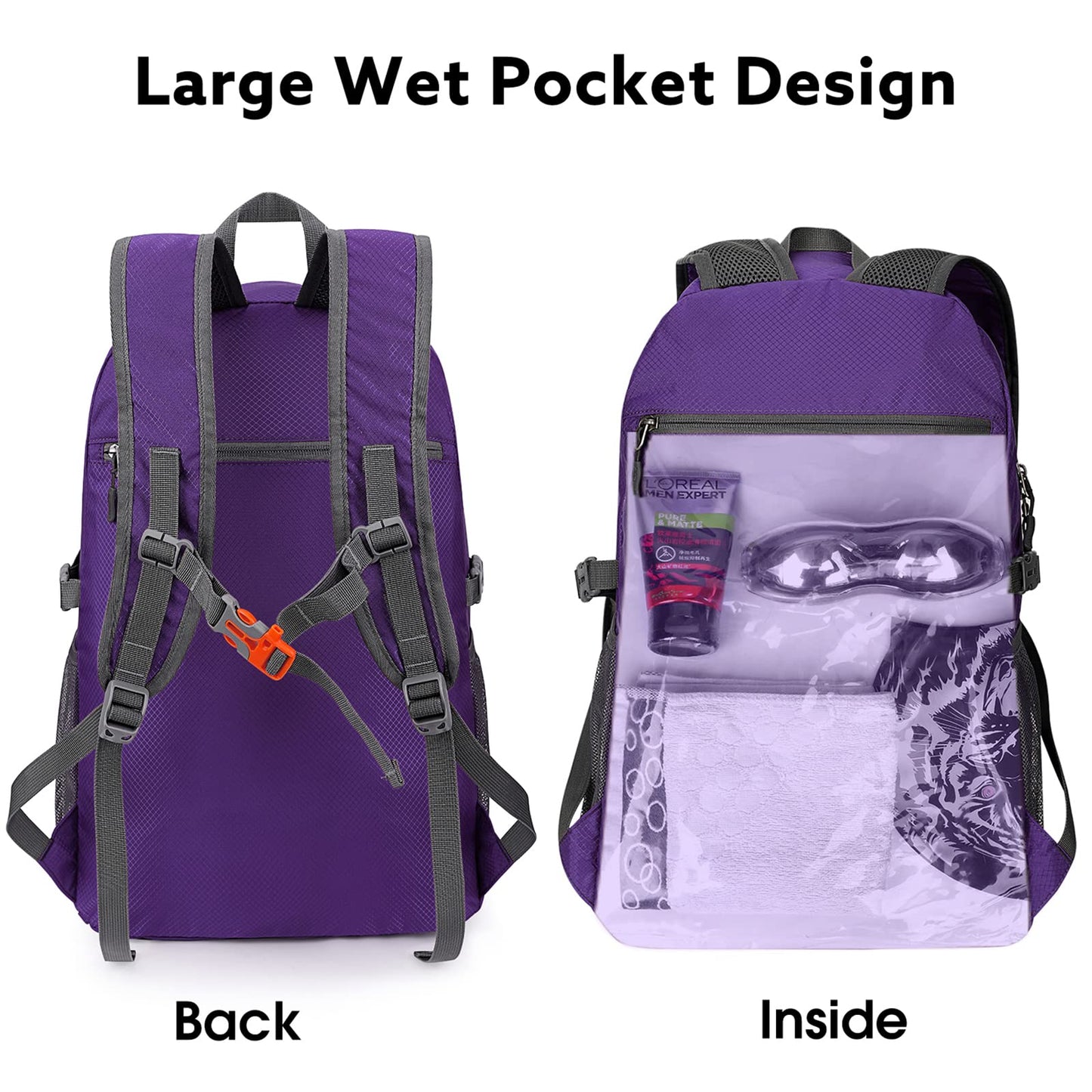 G4Free 40L Lightweight Packable Hiking Backpack