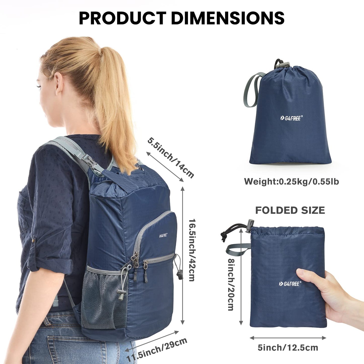 G4Free 25L Lightweight Packable Hiking Backpack