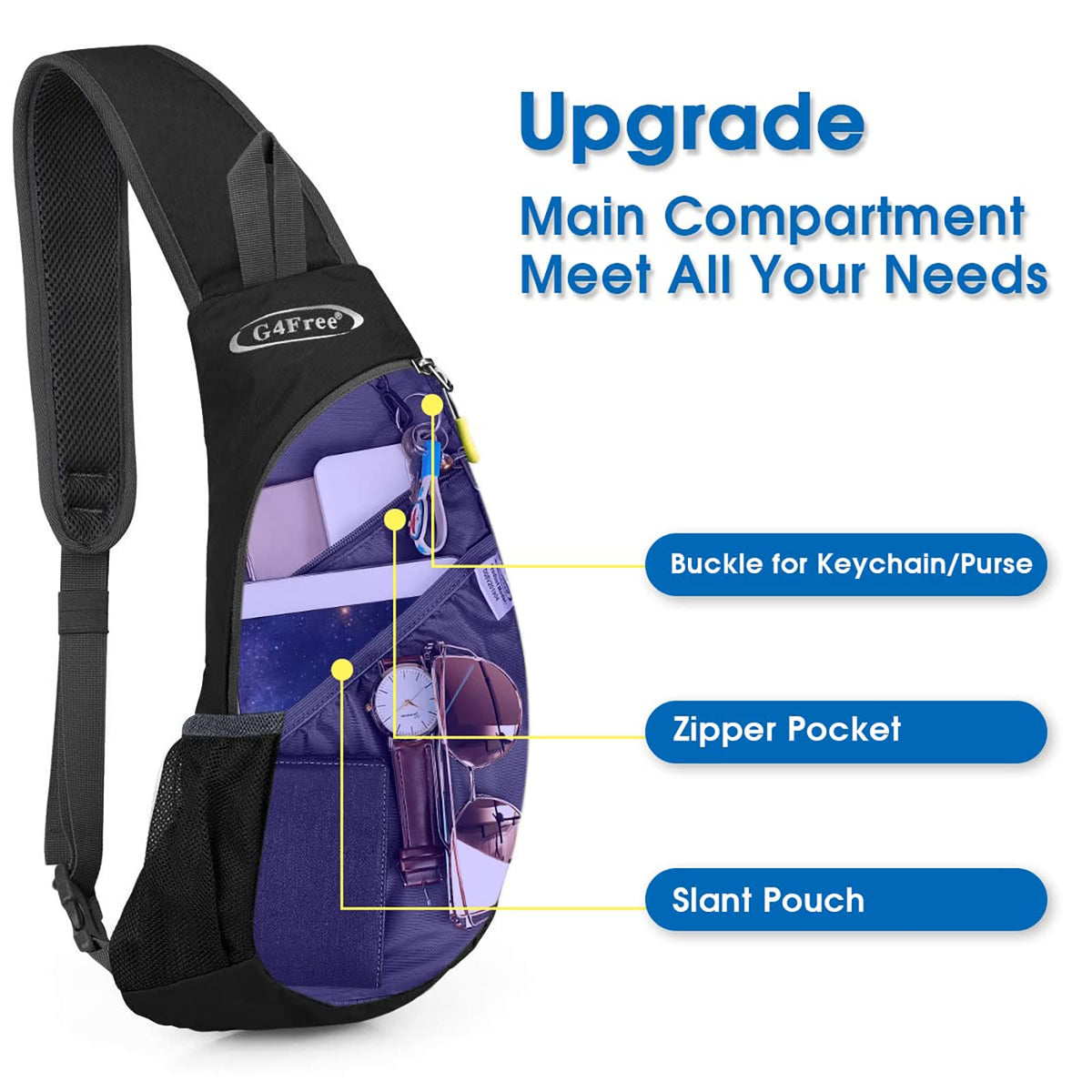 G4Free Activewear - G4Free Small Crossbody Sling Shoulder Bag -D01V068Z3-D01V068I-D01V068K-D01V068E-D01V068B