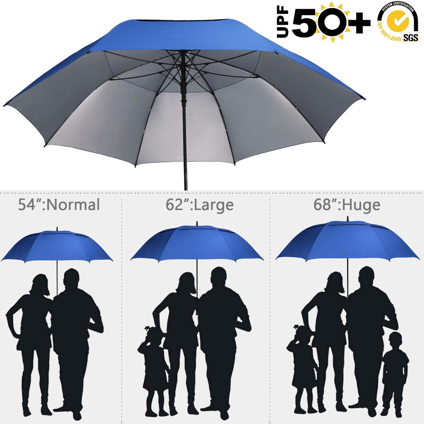 G4Free 54/62/68 Inch UV Protection Automatic Open Double Canopy Vented Sun Rain Umbrella