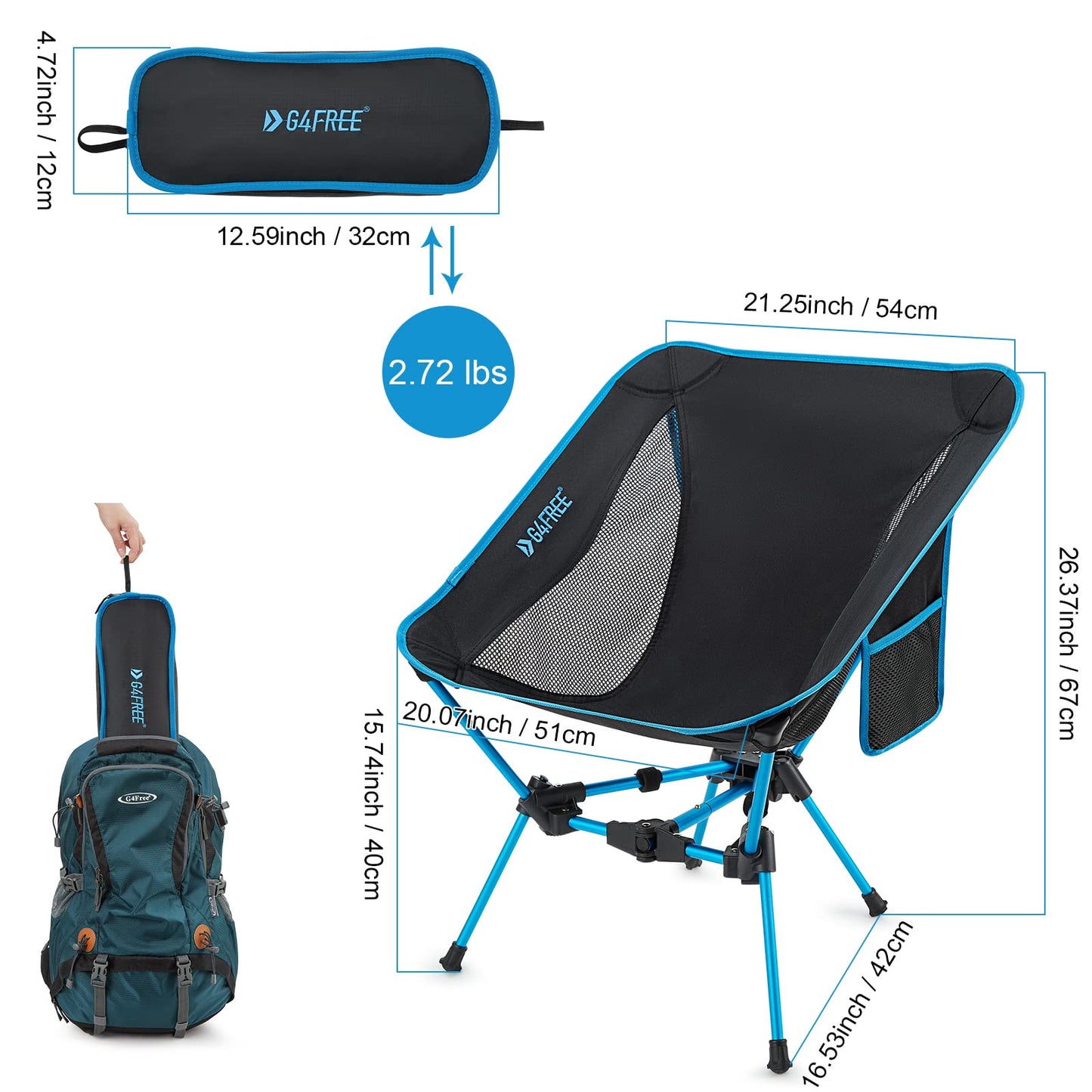 G4Free Ultralight Compact Backpacking Folding Chairs