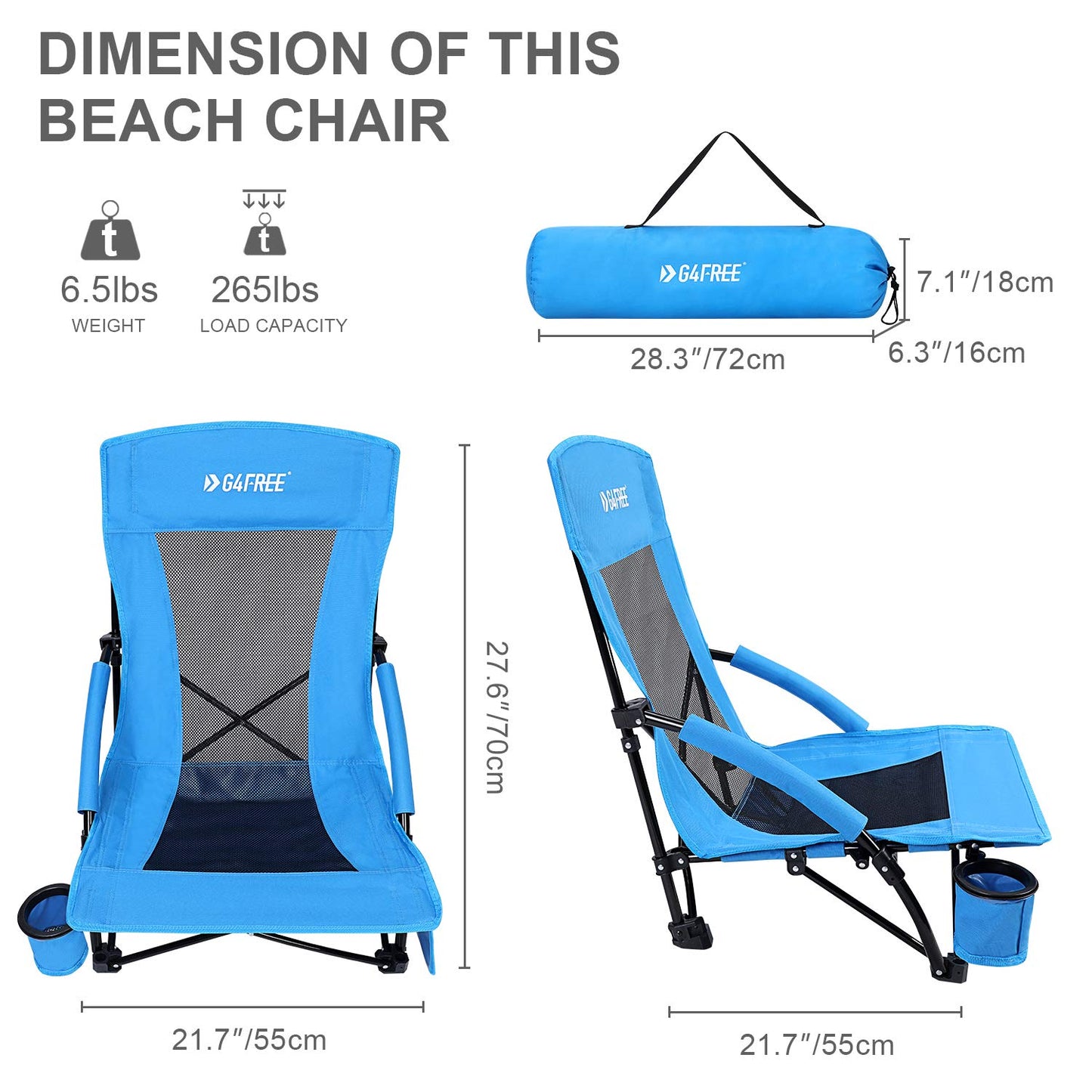 G4Free Low Sling Folding Portable Beach Chair