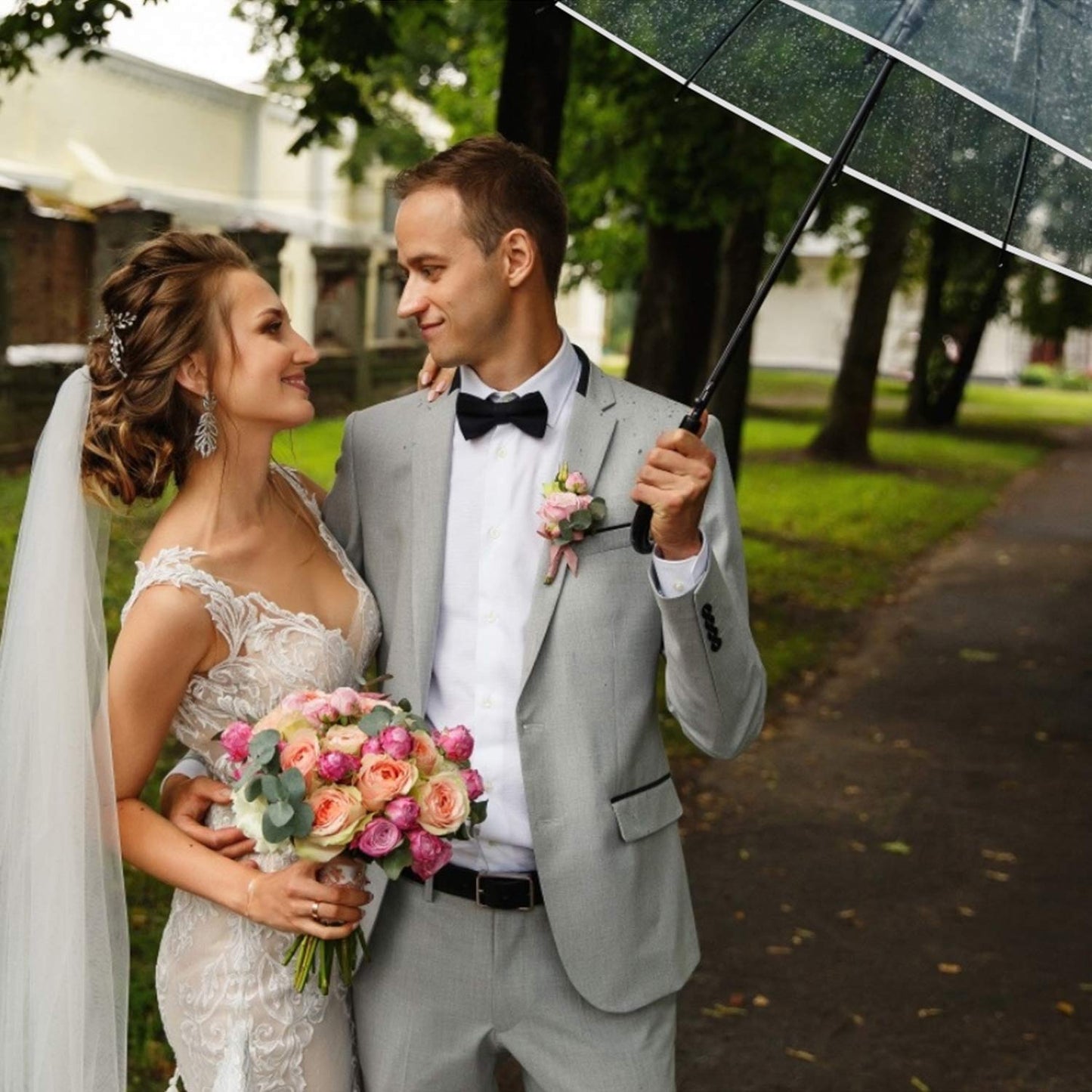 G4Free 62 Inch Clear Golf Umbrella Transparent Auto Open Large Stick Umbrella