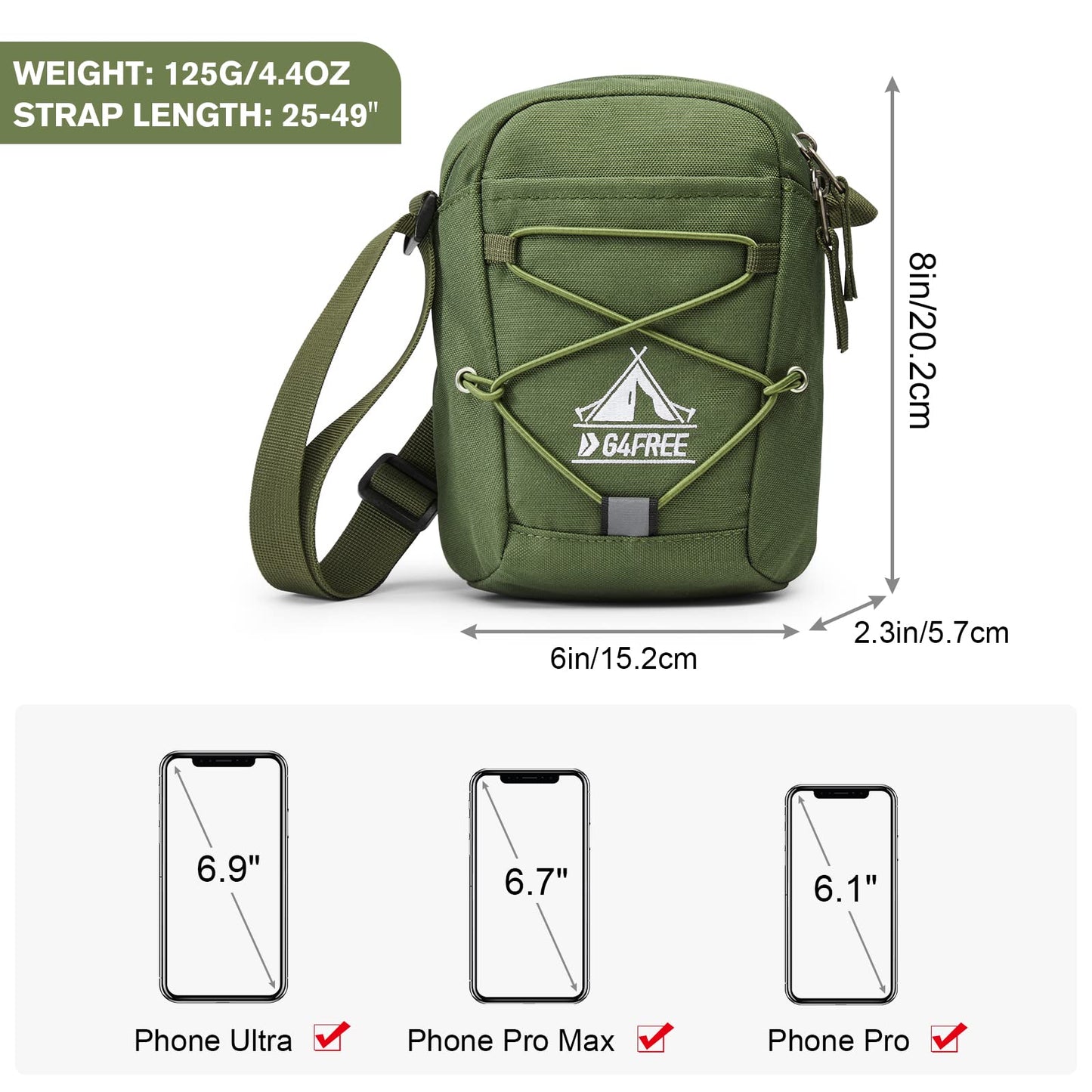 G4Free Small Crossbody Bag RFID Side Shoulder Cell Phone Bag