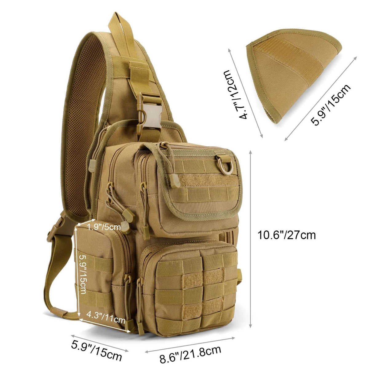 G4Free Activewear - G4Free Tactical EDC Sling Bag Pack with Pistol Holster -D02V666A-D02V666B