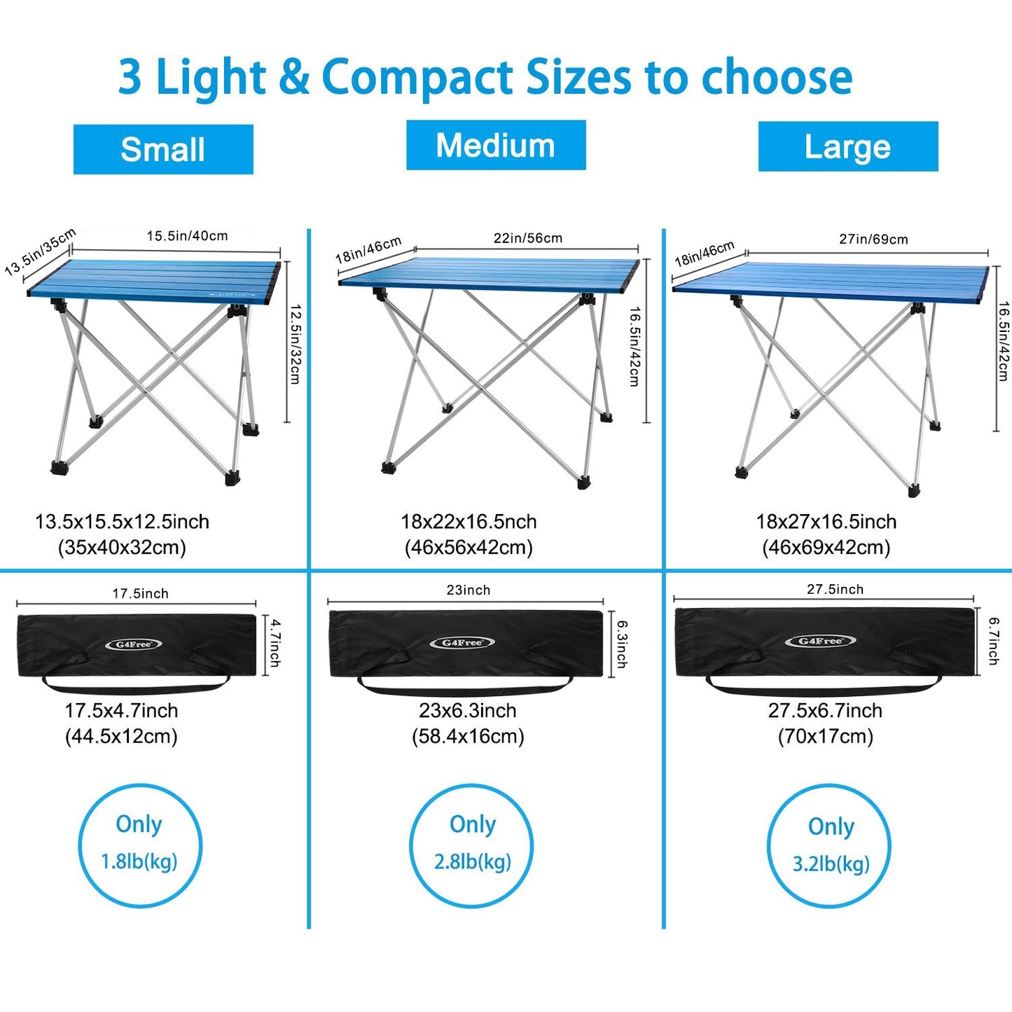 G4Free Portable Camping Table Folding Ultralight Camp Table