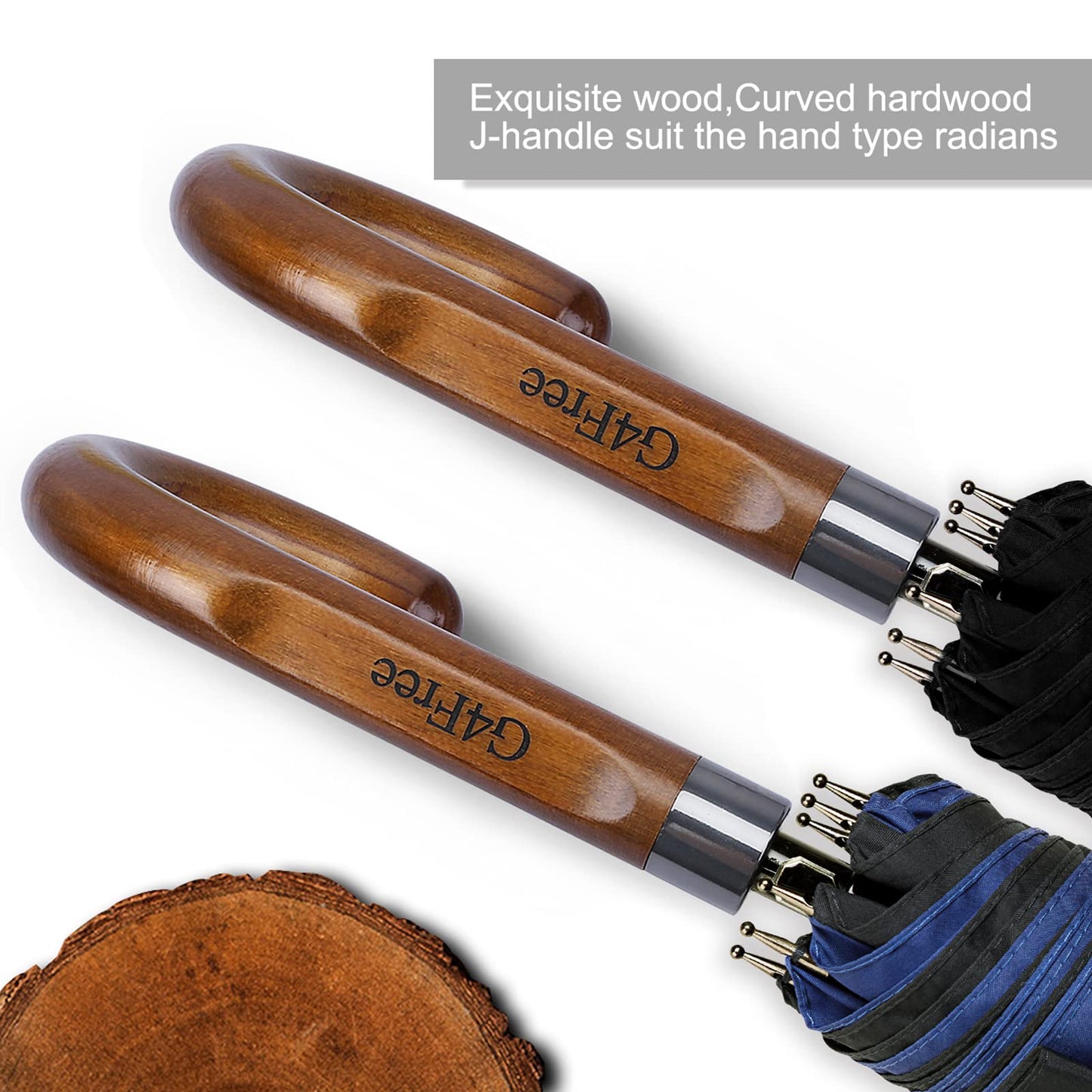 G4Free 52/62inch Wooden J Handle Auto Open Golf Umbrella