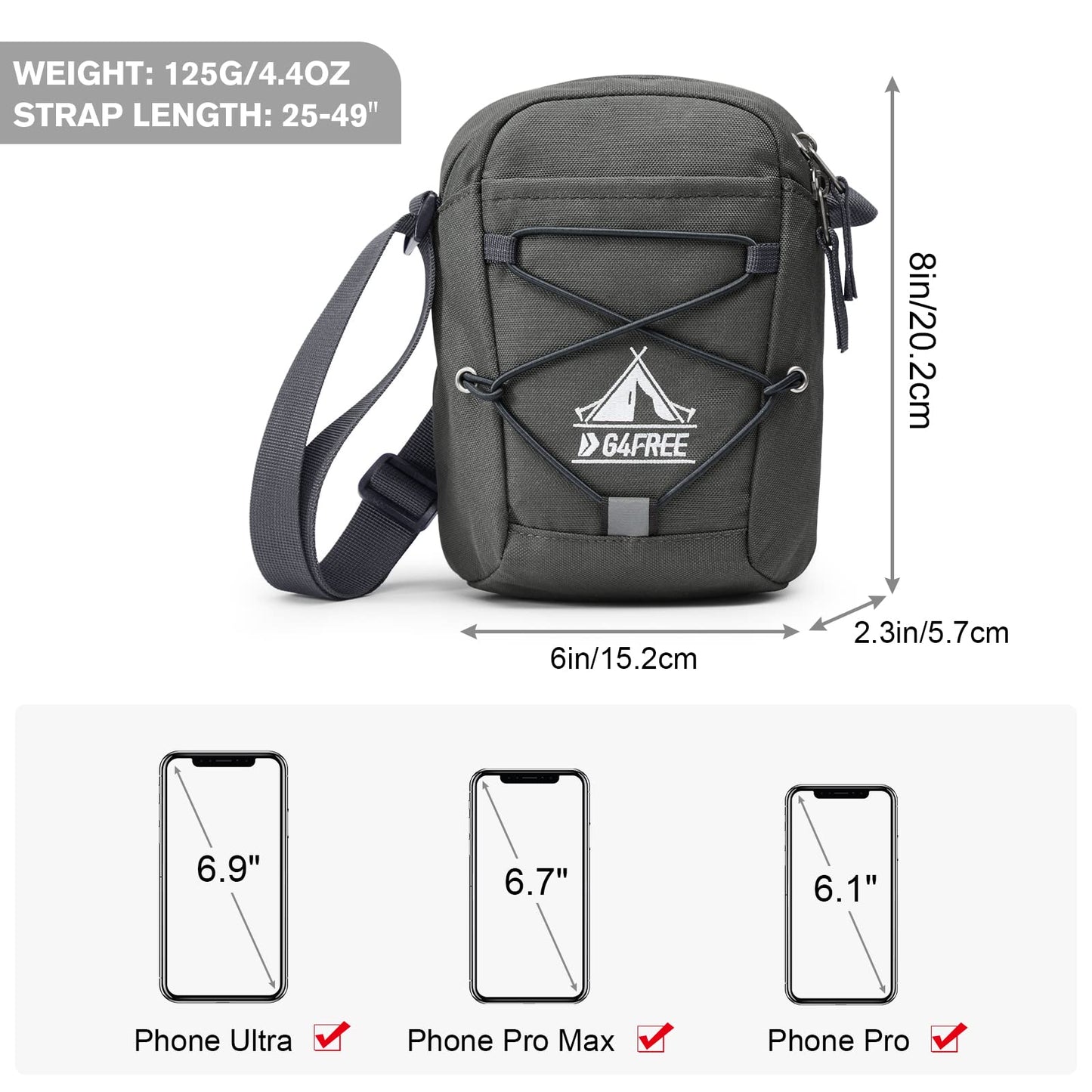G4Free Small Crossbody Bag RFID Side Shoulder Cell Phone Bag