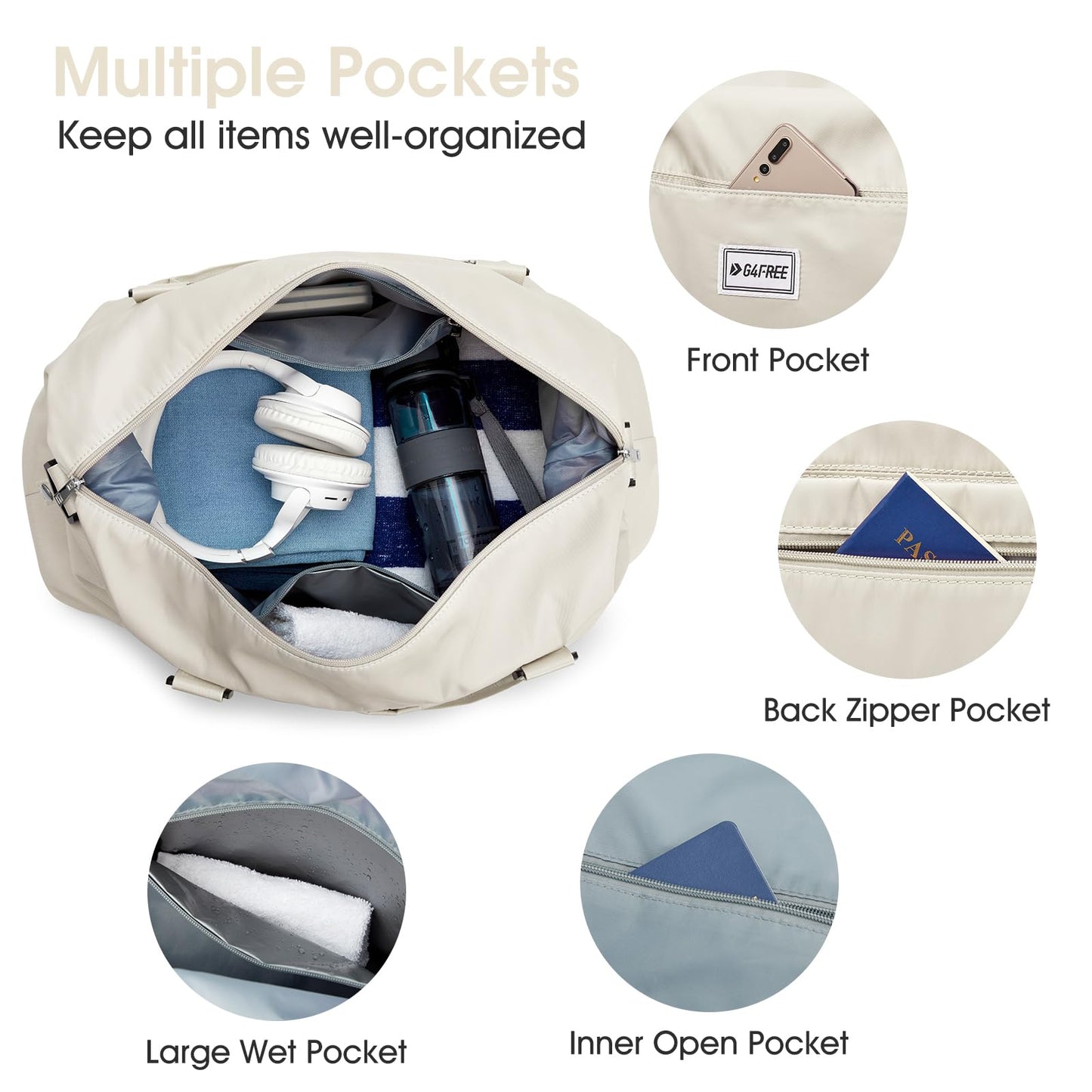 G4Free Waterproof Travel Tote Bag for Women