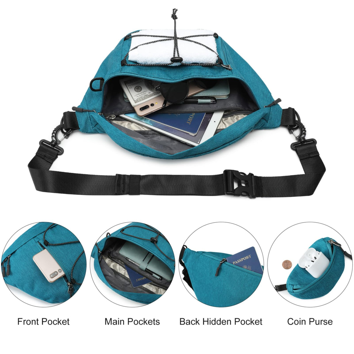 G4Free Activewear - G4Free Sling Bag RFID Blocking Over Shoulder Belt Bag -TN23B200A-TN23B200C-TN23B200B
