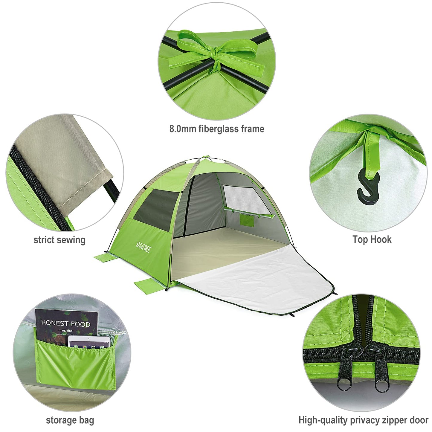 G4Free Large Pop up Beach Tent for 3-4 Person