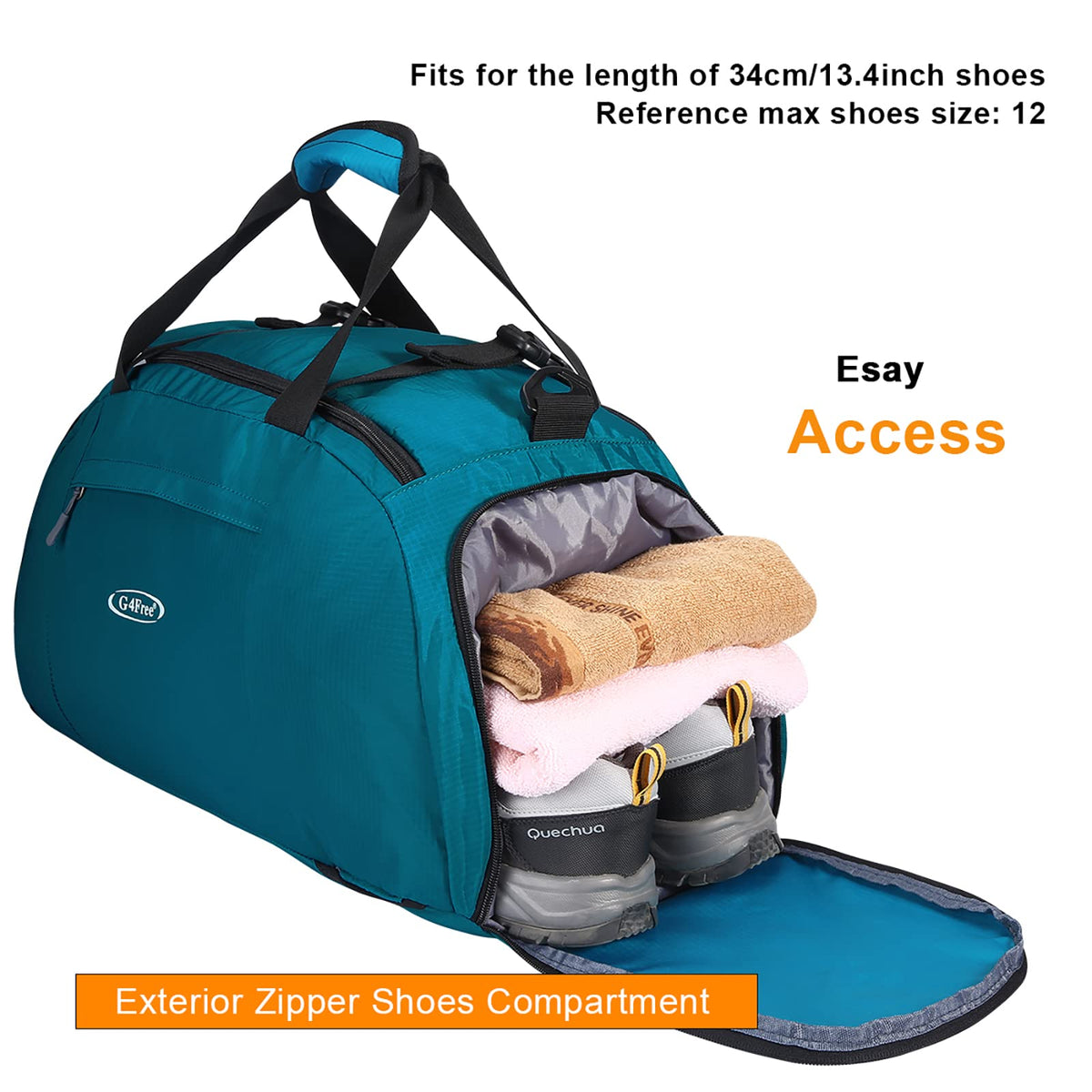 G4Free G4Free 40L 3-Way Duffle Bag Backpack Gym Bag