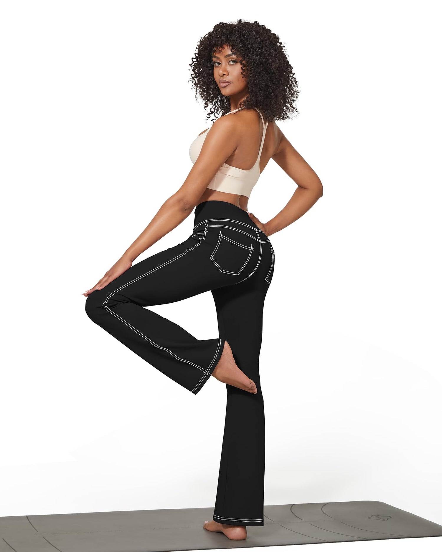 Stretchy High-Waisted Multiple Flare Work Pants