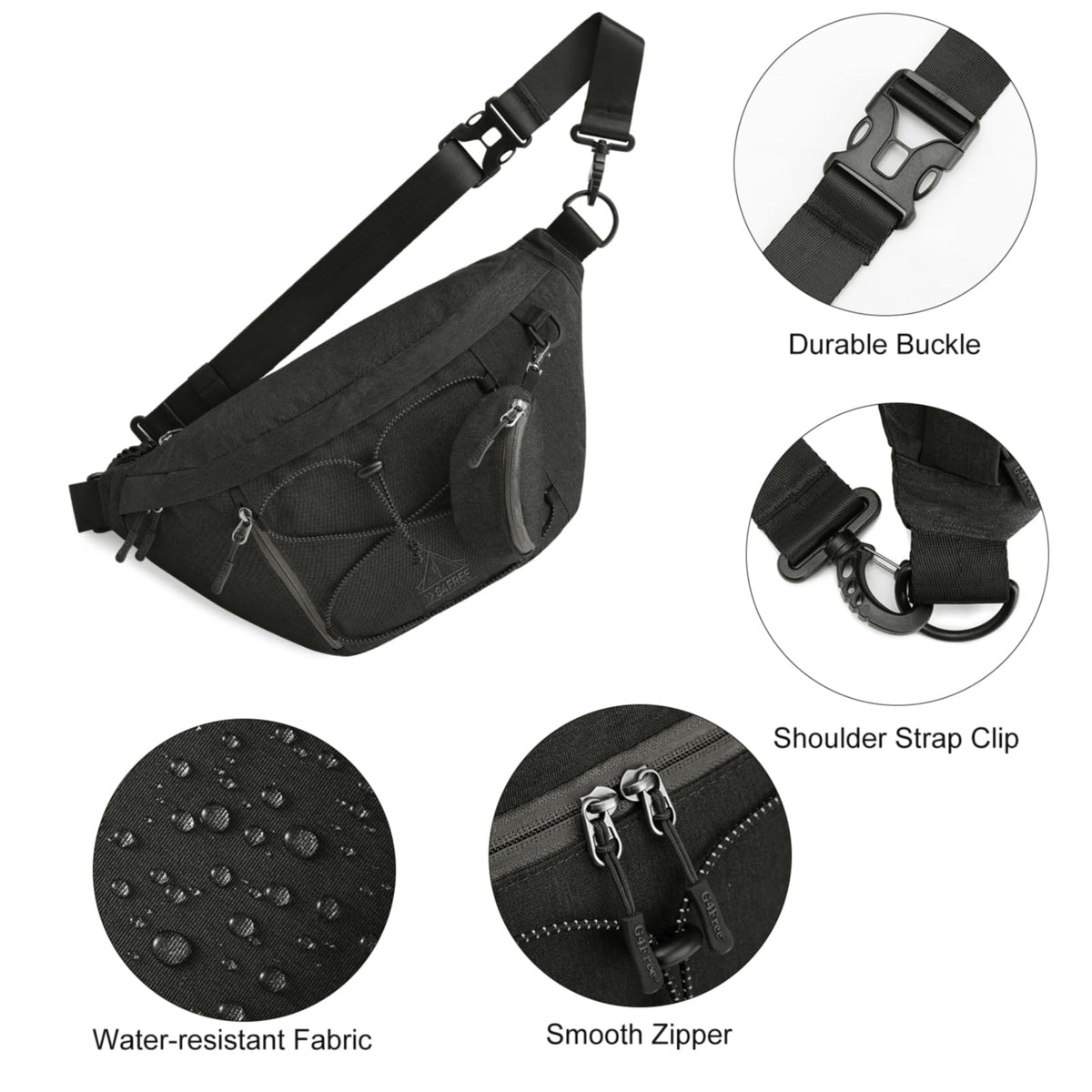 G4Free Activewear - G4Free Sling Bag RFID Blocking Over Shoulder Belt Bag -TN23B200A-TN23B200C-TN23B200B