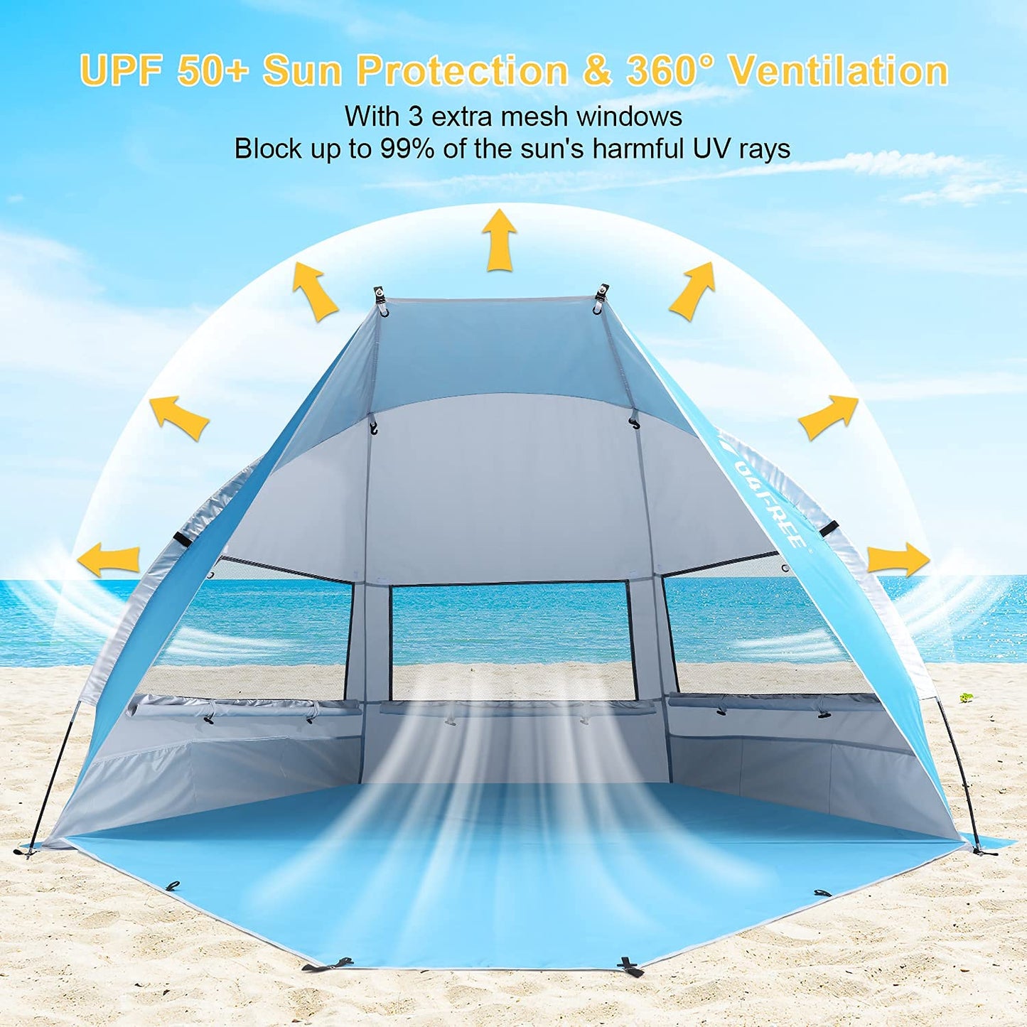 G4Free Large Pop up Beach Tent for 3-4 Person