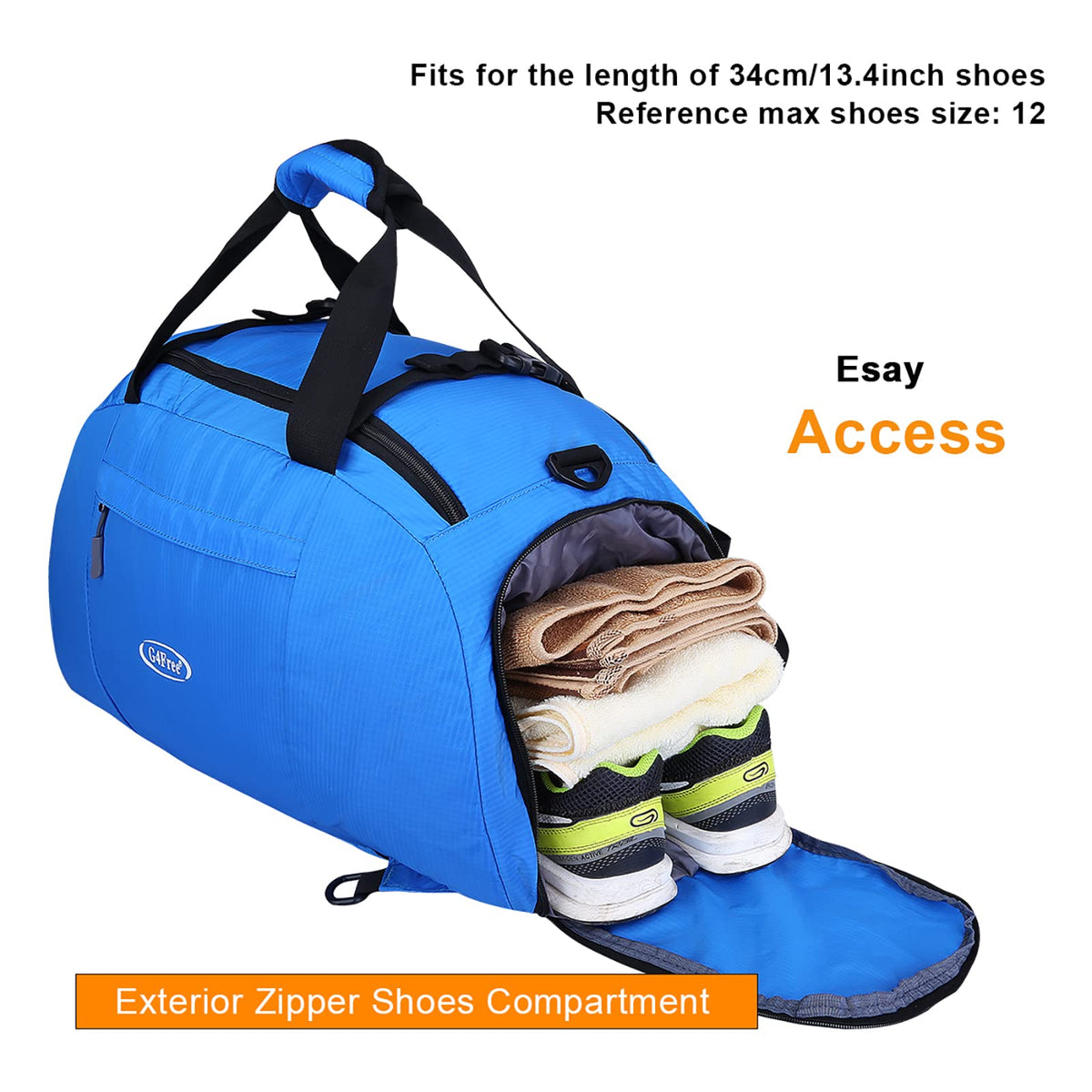 G4Free G4Free 40L 3-Way Duffle Bag Backpack Gym Bag