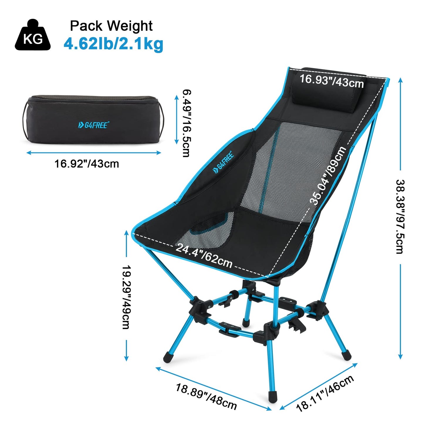 G4Free High Back Lightweight Camping Chair