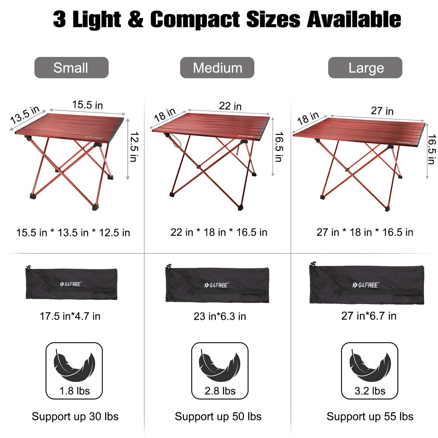 G4Free Portable Camping Table Folding Ultralight Camp Table