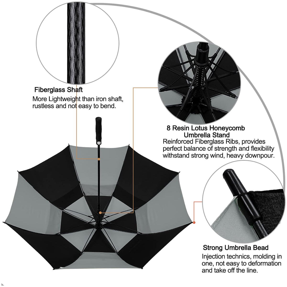 G4Free G4Free Automatic Open Golf Umbrella Double Canopy Vented Stick Umbrellas