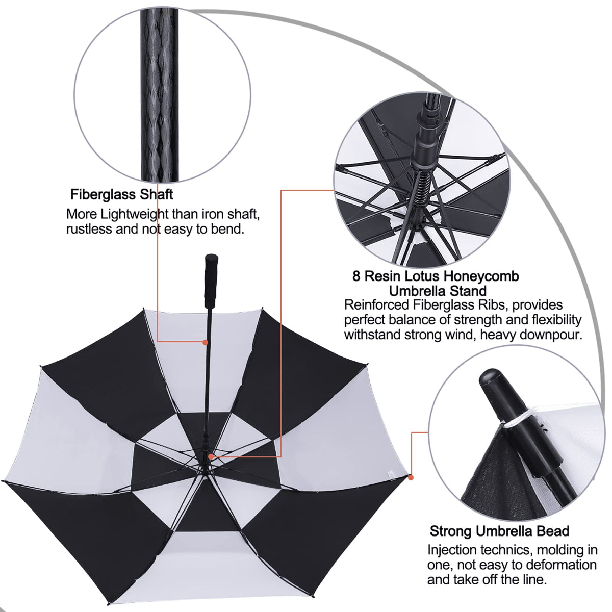 G4Free G4Free Automatic Open Golf Umbrella Double Canopy Vented Stick Umbrellas