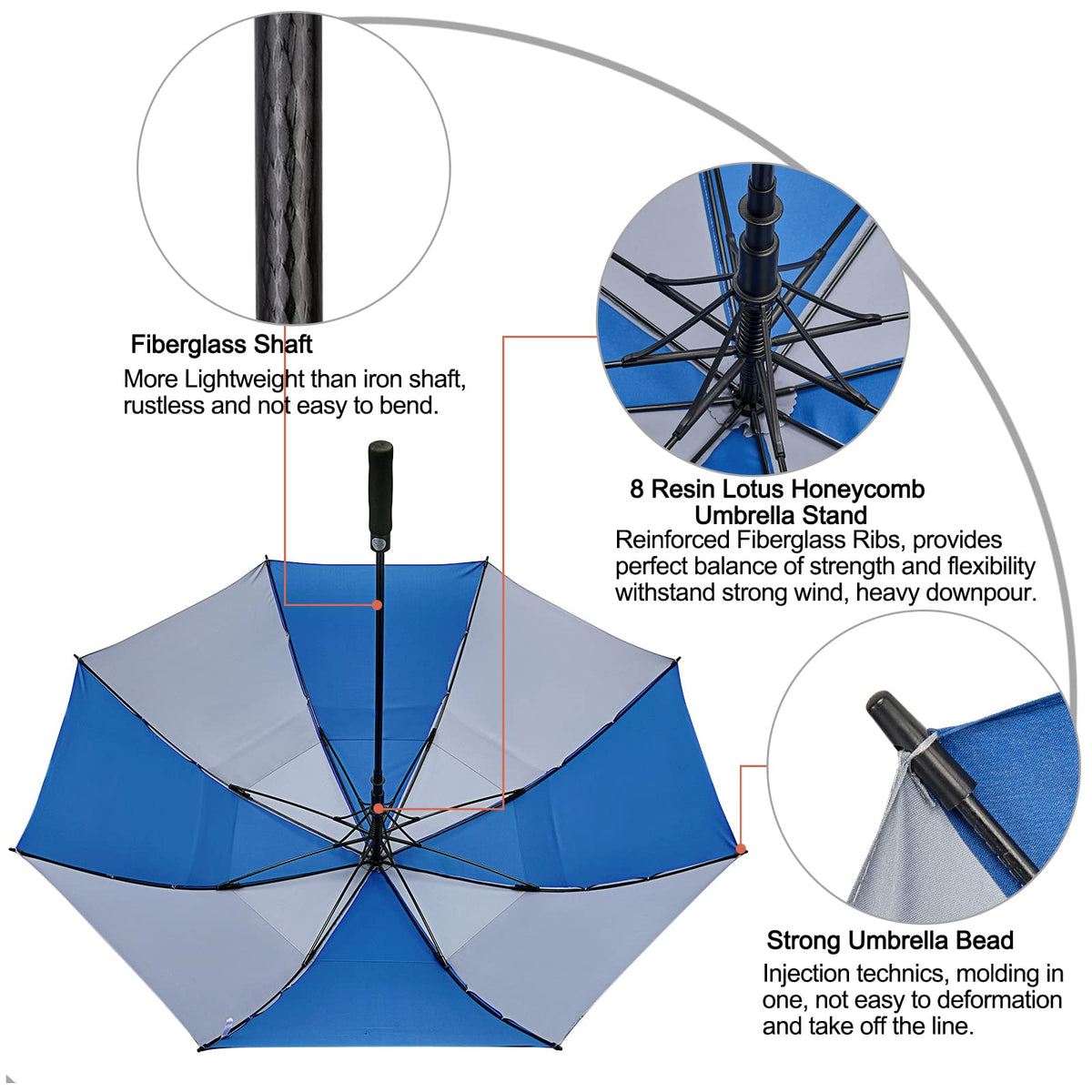 G4Free G4Free Automatic Open Golf Umbrella Double Canopy Vented Stick Umbrellas