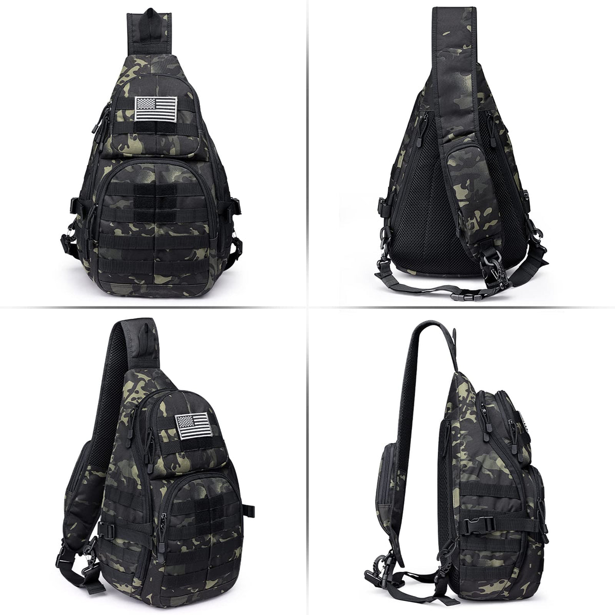 G4Free Activewear - G4Free Tactical EDC Sling Backpack, Military Rover Shoulder Sling Bag Pack with Pistol Holster for Concealed Carry -D02V760A-D02V760D-D02V760C