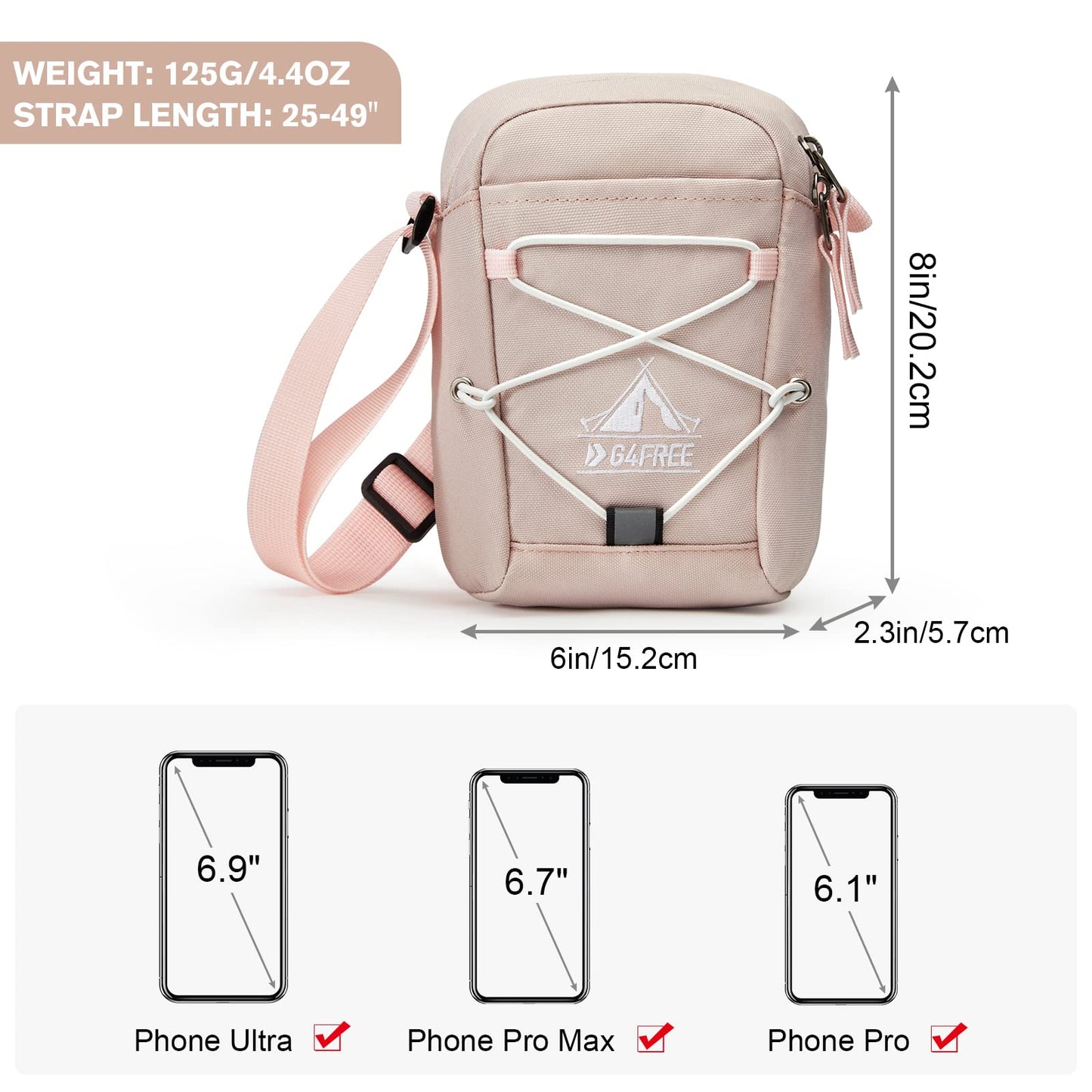 G4Free Small Crossbody Bag RFID Side Shoulder Cell Phone Bag