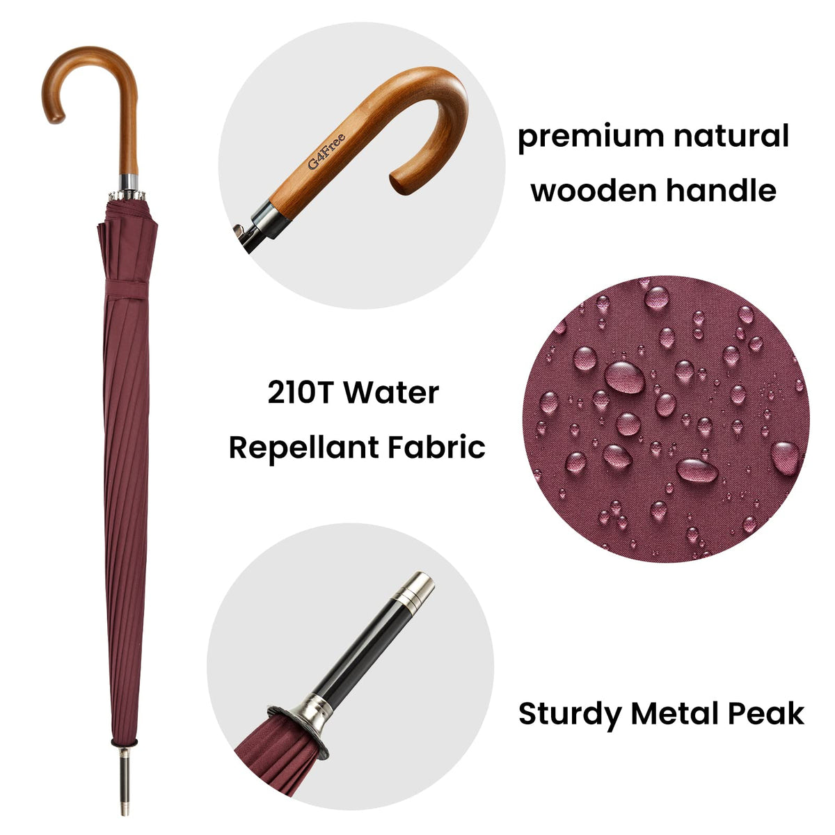 G4Free Activewear - G4Free 54 Inch 16 Ribs Large Windproof Umbrella for 2 Persons -NT22A136A-NT22A136B-NT22A136C