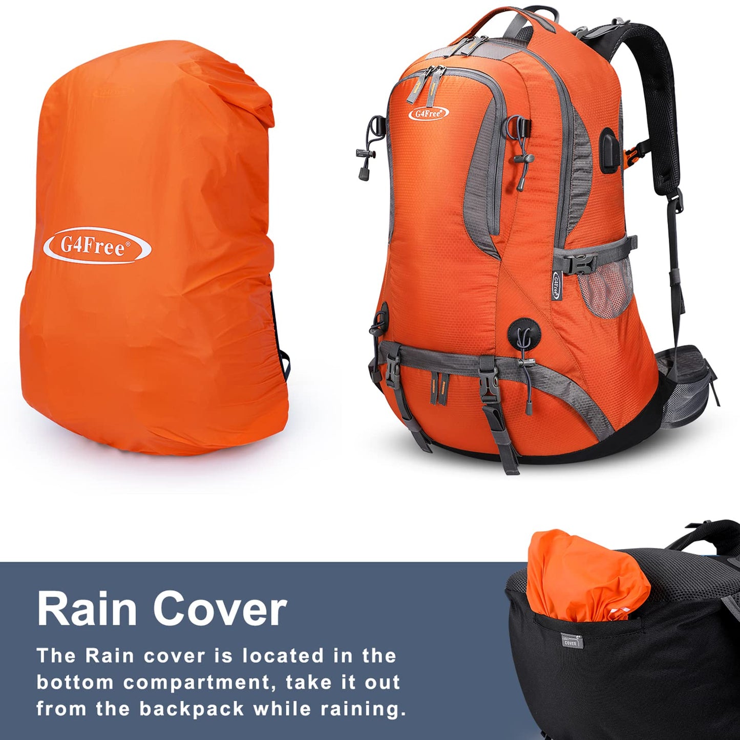 G4Free 50L Hiking Backpack with Rain Cover for Men Women