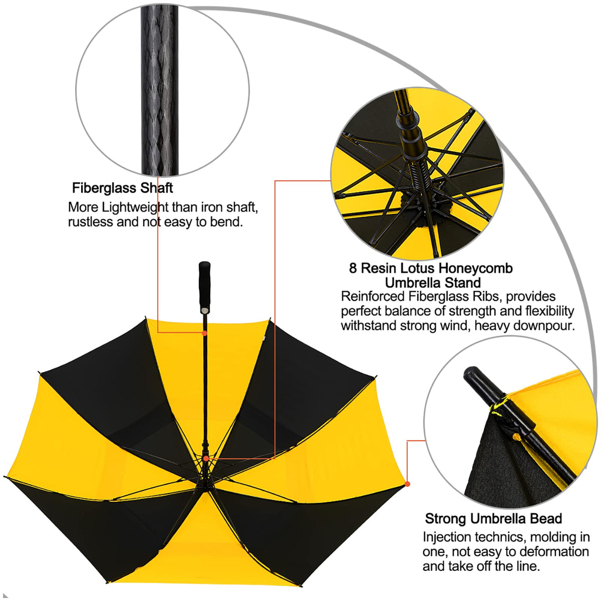 G4Free G4Free Automatic Open Golf Umbrella Double Canopy Vented Stick Umbrellas