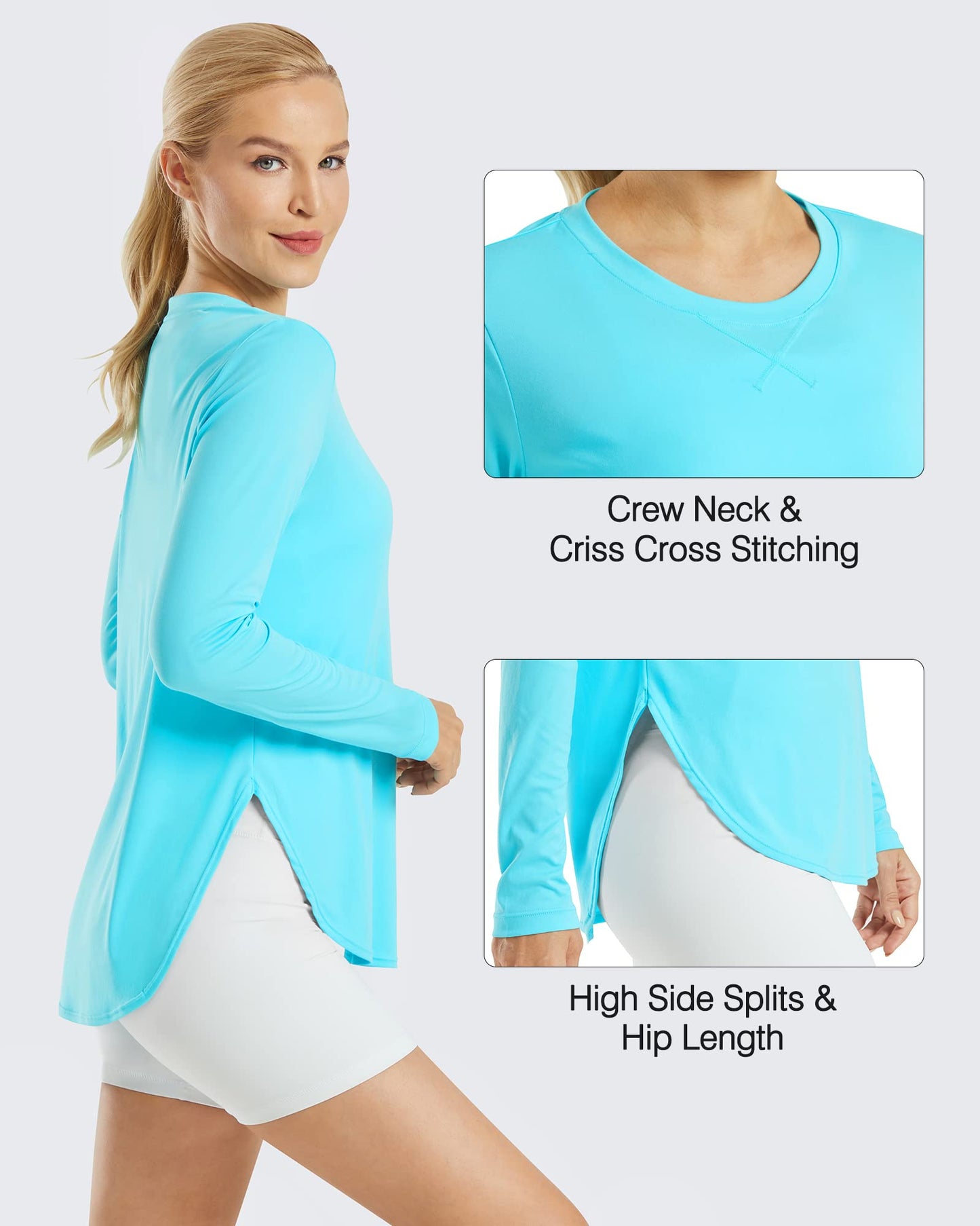 G4Free Women's UPF 50+ UV Loose Long Sleeve Workout Sun Shirt