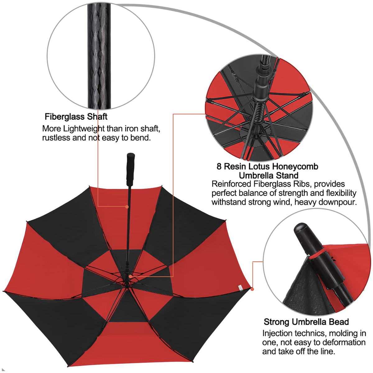 G4Free G4Free Automatic Open Golf Umbrella Double Canopy Vented Stick Umbrellas