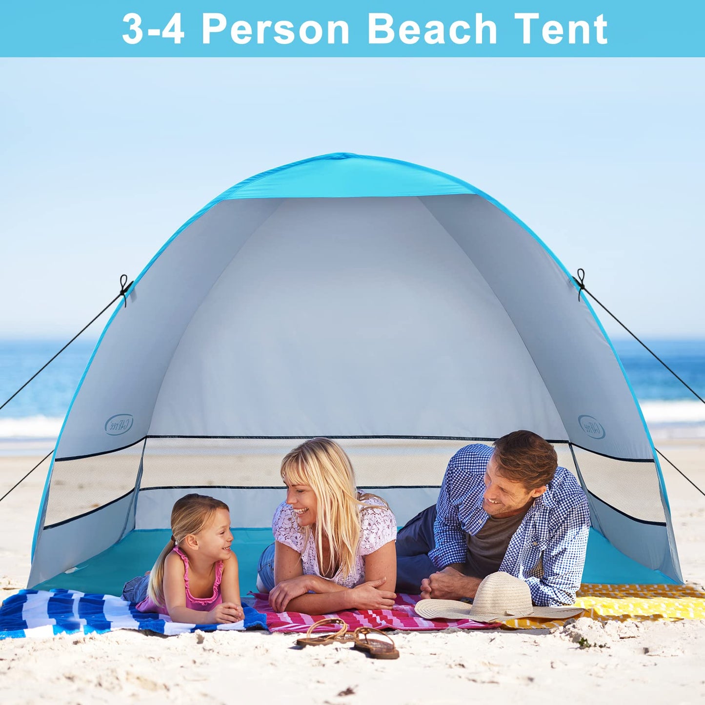 G4Free Large Pop up Beach Tent for 3-4 Person