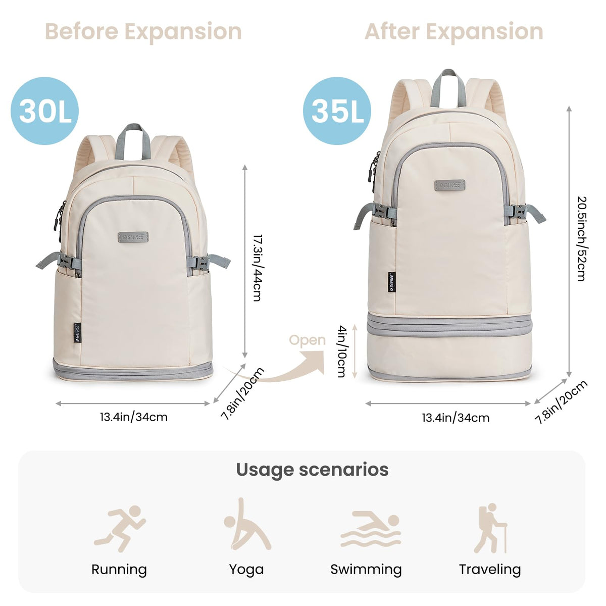 G4Free G4Free Gym Backpack For Women with Shoes Compartment & Wet Pocket