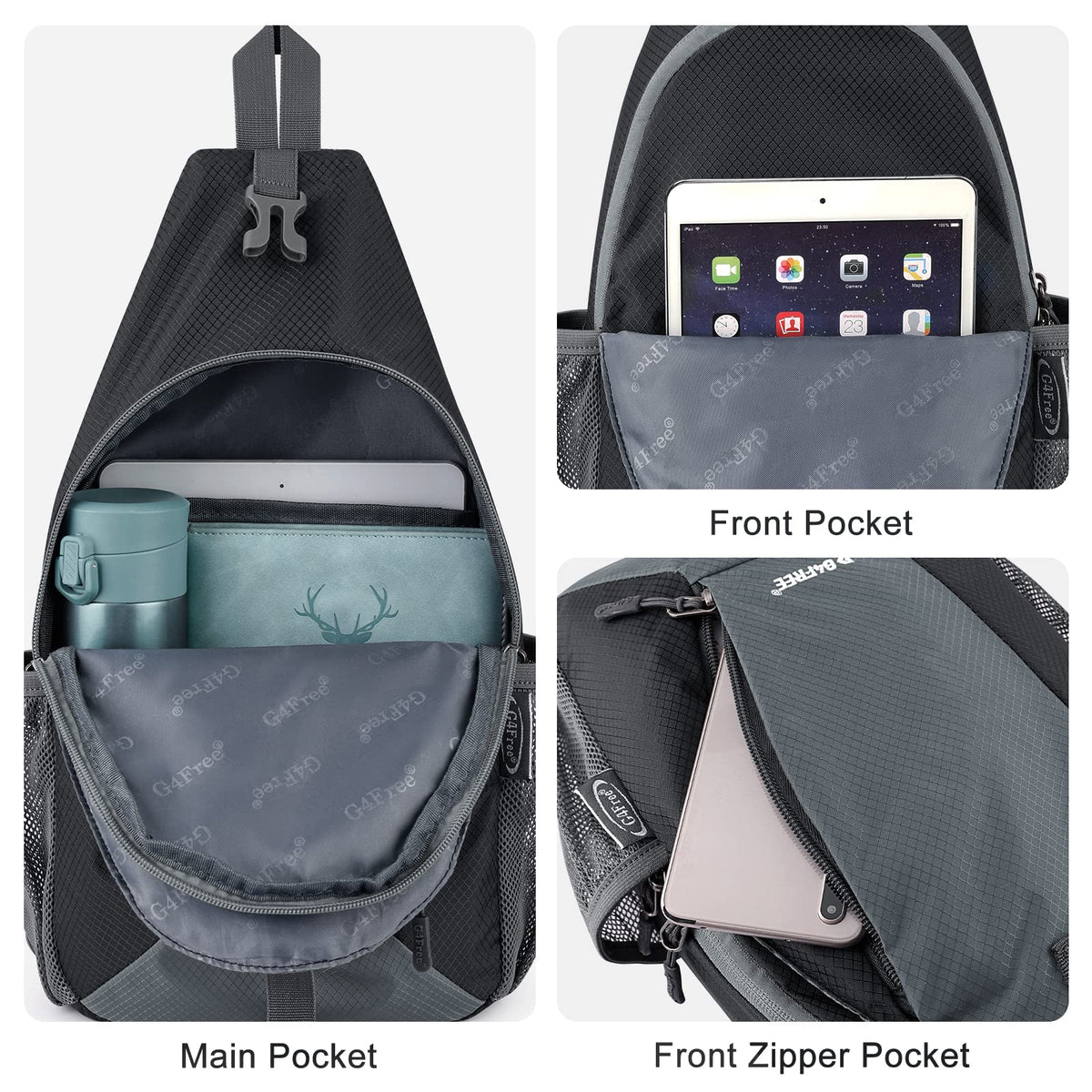 G4Free Activewear - G4Free RFID Sling Bag Crossbody Sling Backpack -TN22B092A-TN22B092B-TN22B092C-TN22B092D-TN22B092E