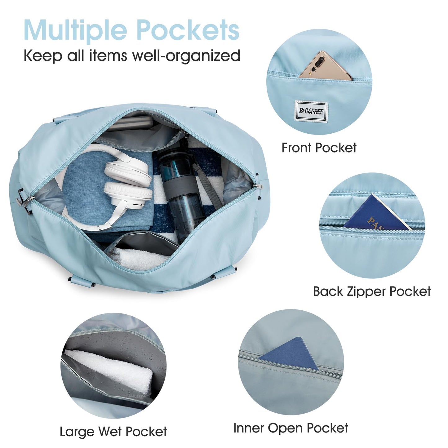 G4Free Waterproof Travel Tote Bag for Women