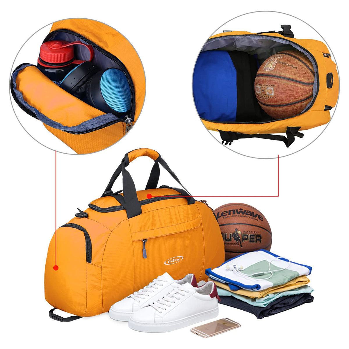 G4Free G4Free 40L 3-Way Duffle Bag Backpack Gym Bag
