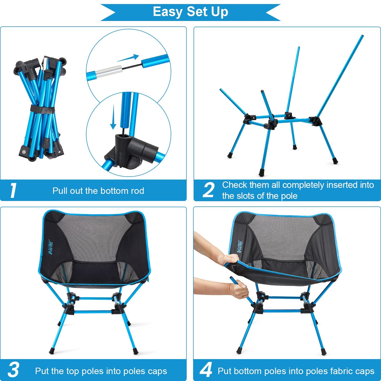 G4Free 2Pcs Folding Camping Chairs with Side Pockets Packable