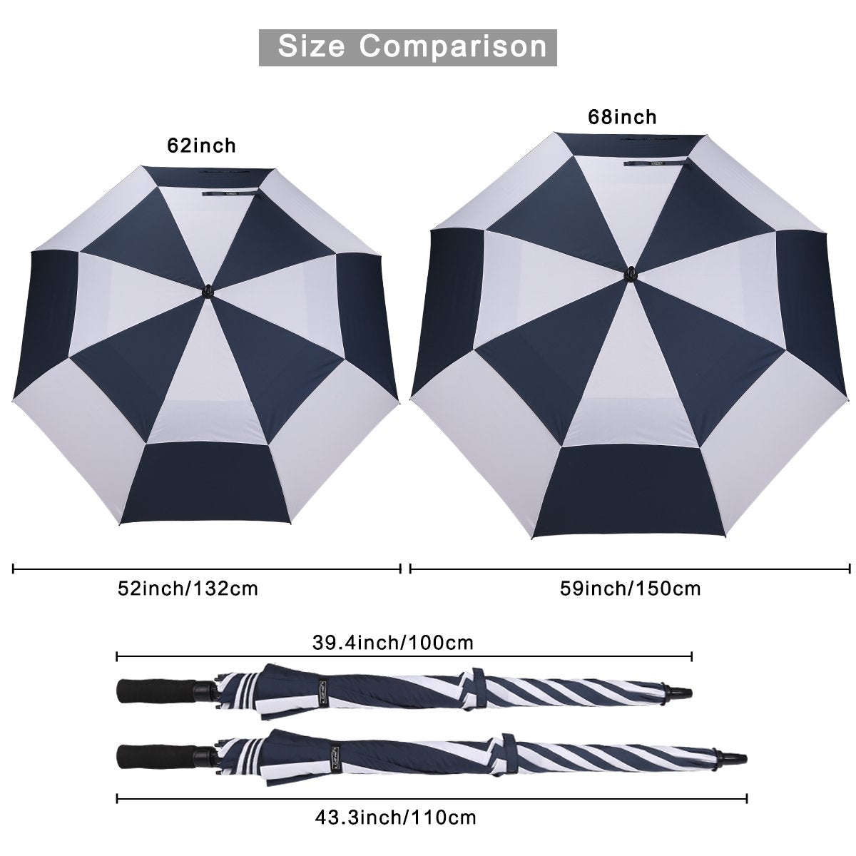 G4Free G4Free Automatic Open Golf Umbrella Double Canopy Vented Stick Umbrellas