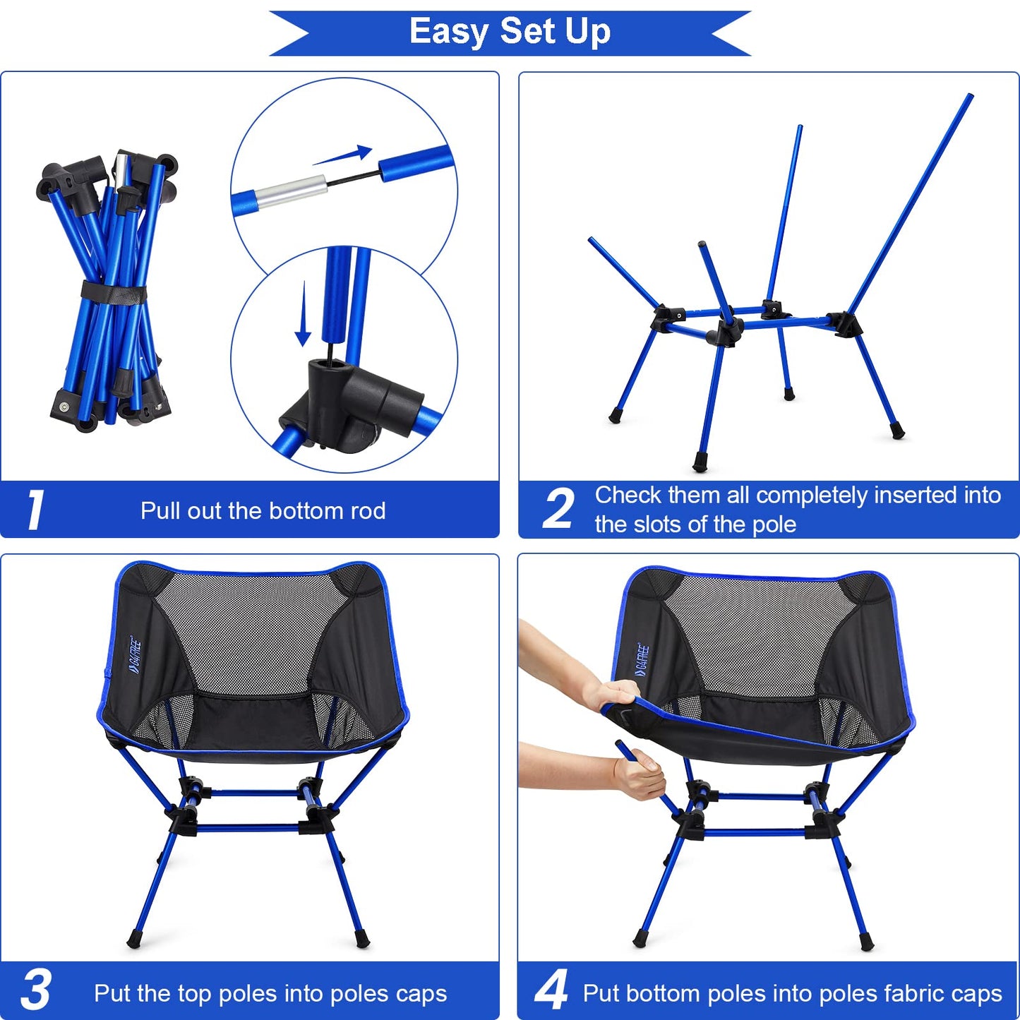 G4Free 2Pcs Folding Camping Chairs with Side Pockets Packable