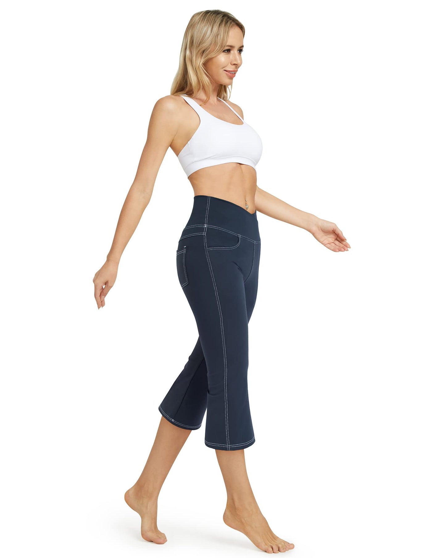 G4Free Capri Pants for Women Cross Waist Bootcut Yoga Pants