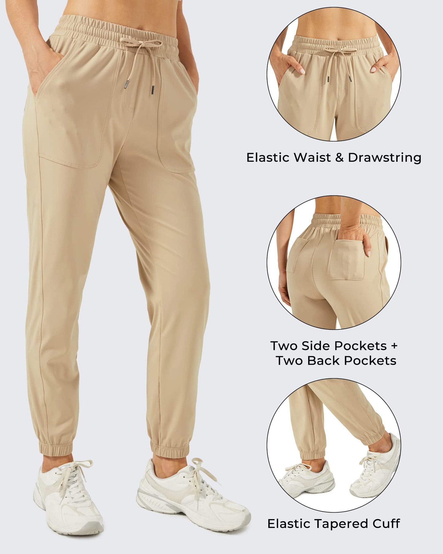 G4Free Womens Golf Pants Tapered Joggers with 4 Pockets