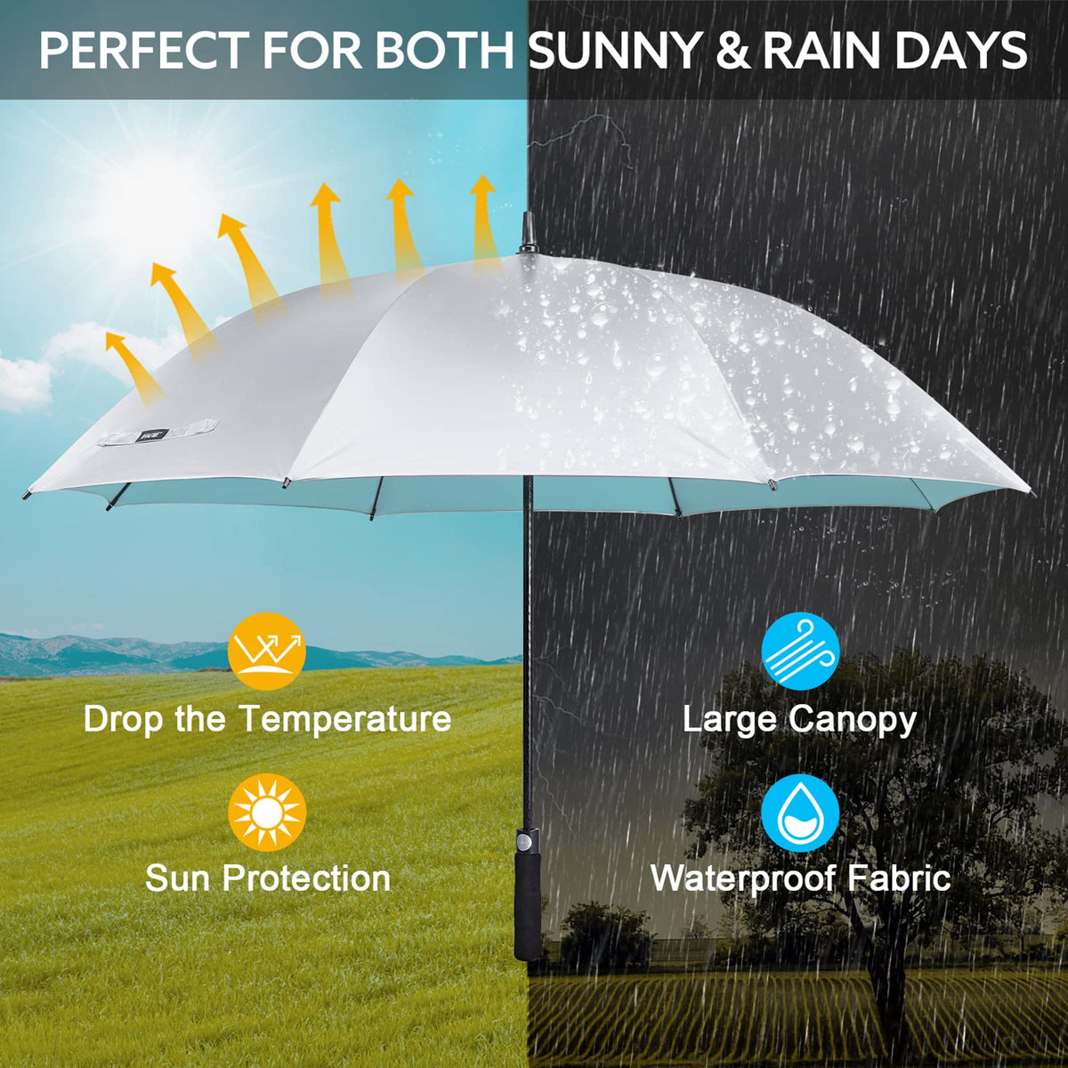G4Free Activewear - G4Free 54/62 Inch Windproof UV Protection Golf Umbrella -TN23A187B-TN23A187A-TN23A187D-TN23A187C