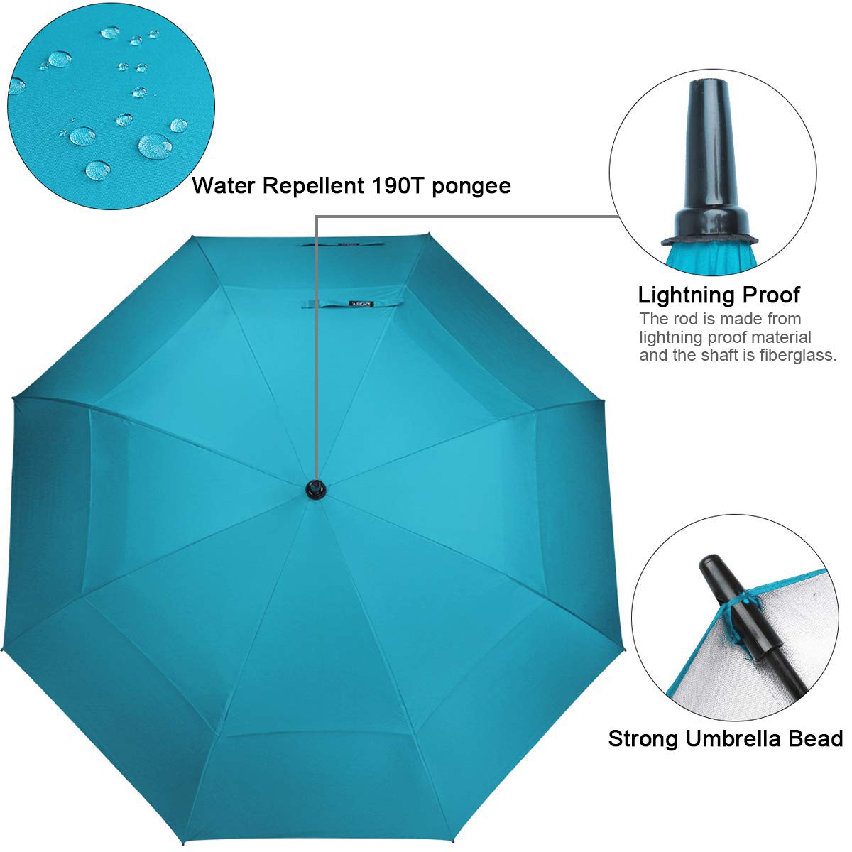 G4Free 54/62/68 Inch UV Protection Automatic Open Double Canopy Vented Sun Rain Umbrella