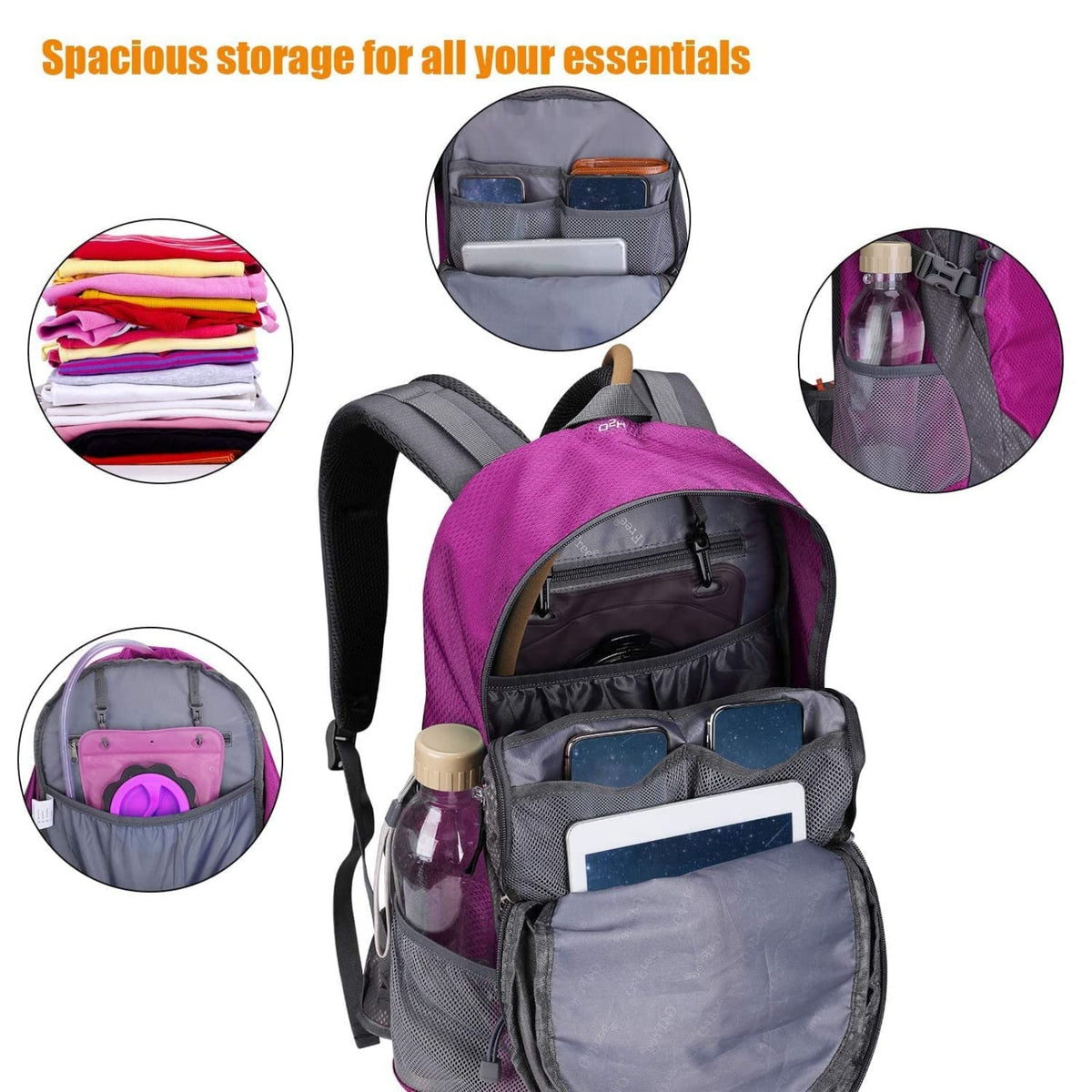 G4Free Activewear - G4Free 35L Outdoor Sports Travel Daypack with Rain Cover -D02V647A-D02V647C-D02V647D-D02V647F-D02V647B